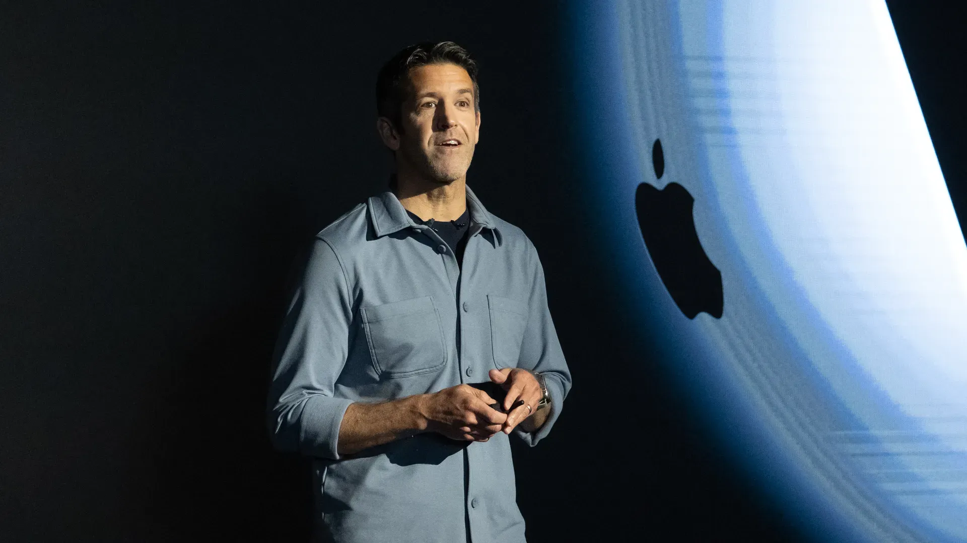 John Ternus, Apple's incoming CEO, speaks at a product event in March