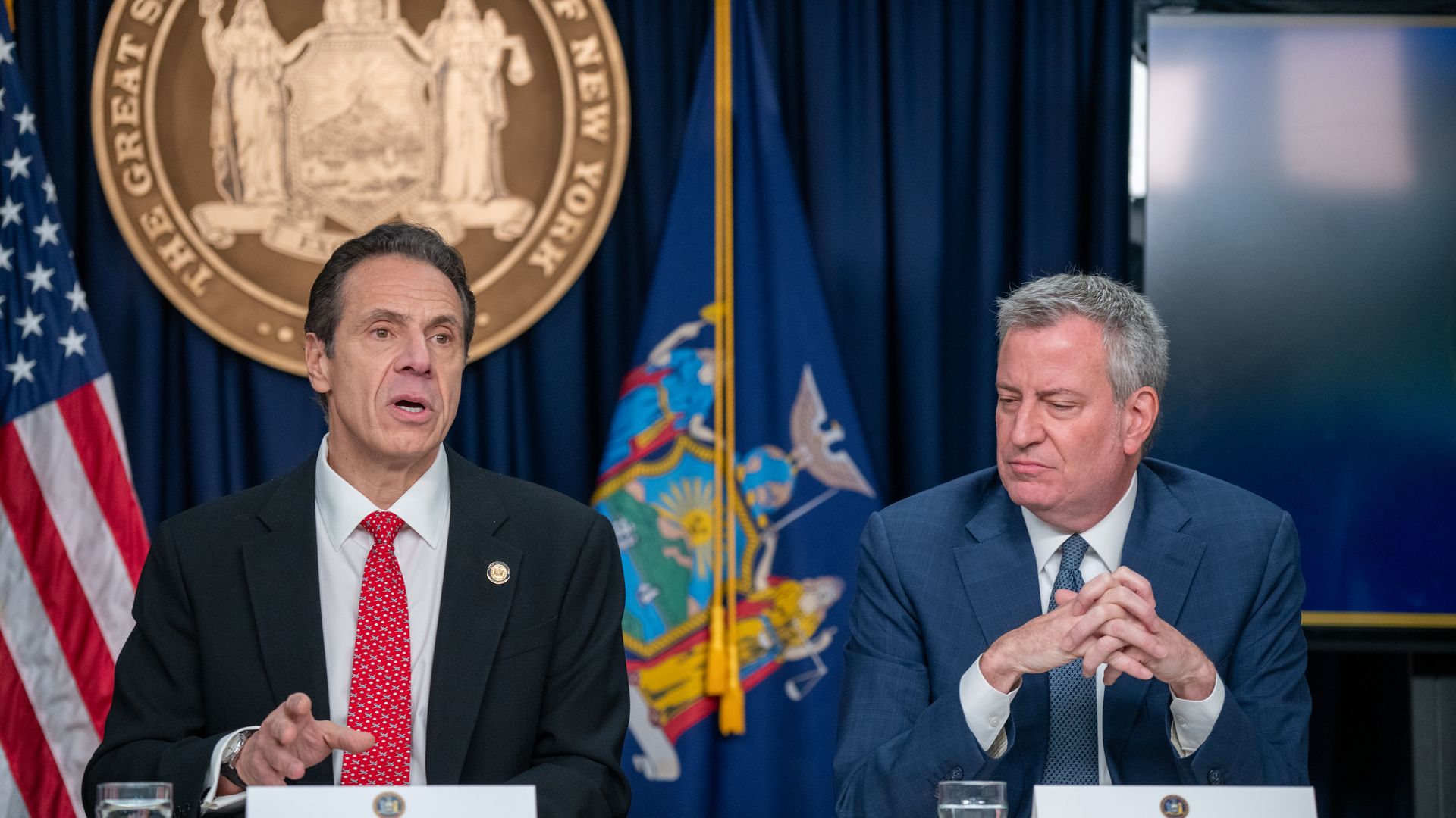 New York state Governor Andrew Cuomo and New York City Mayor Bill de Blasio