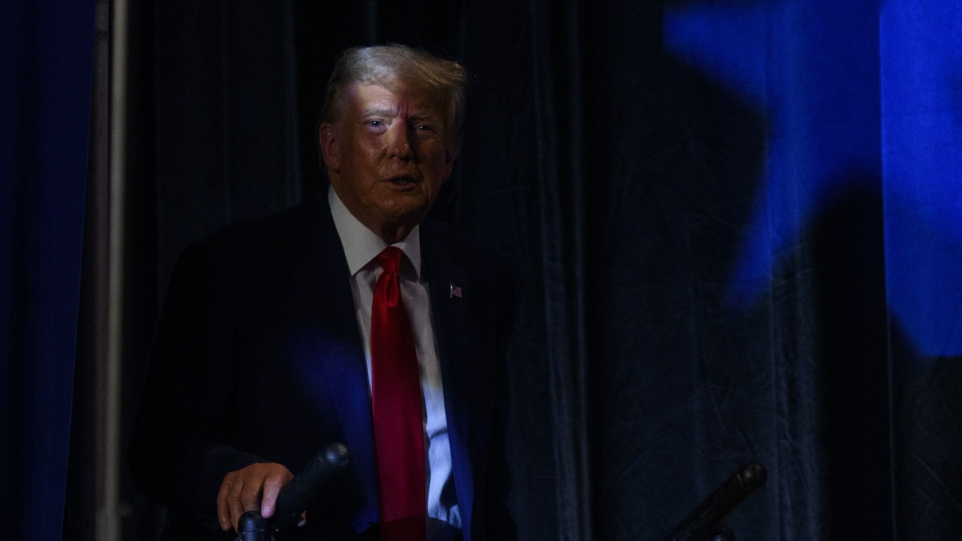 Former President Donald Trump takes the stage as the keynote speaker at the 56th Annual Silver Elephant Dinner hosted by the South Carolina Republican Party on August 5, 2023 in Columbia, South Carolina.