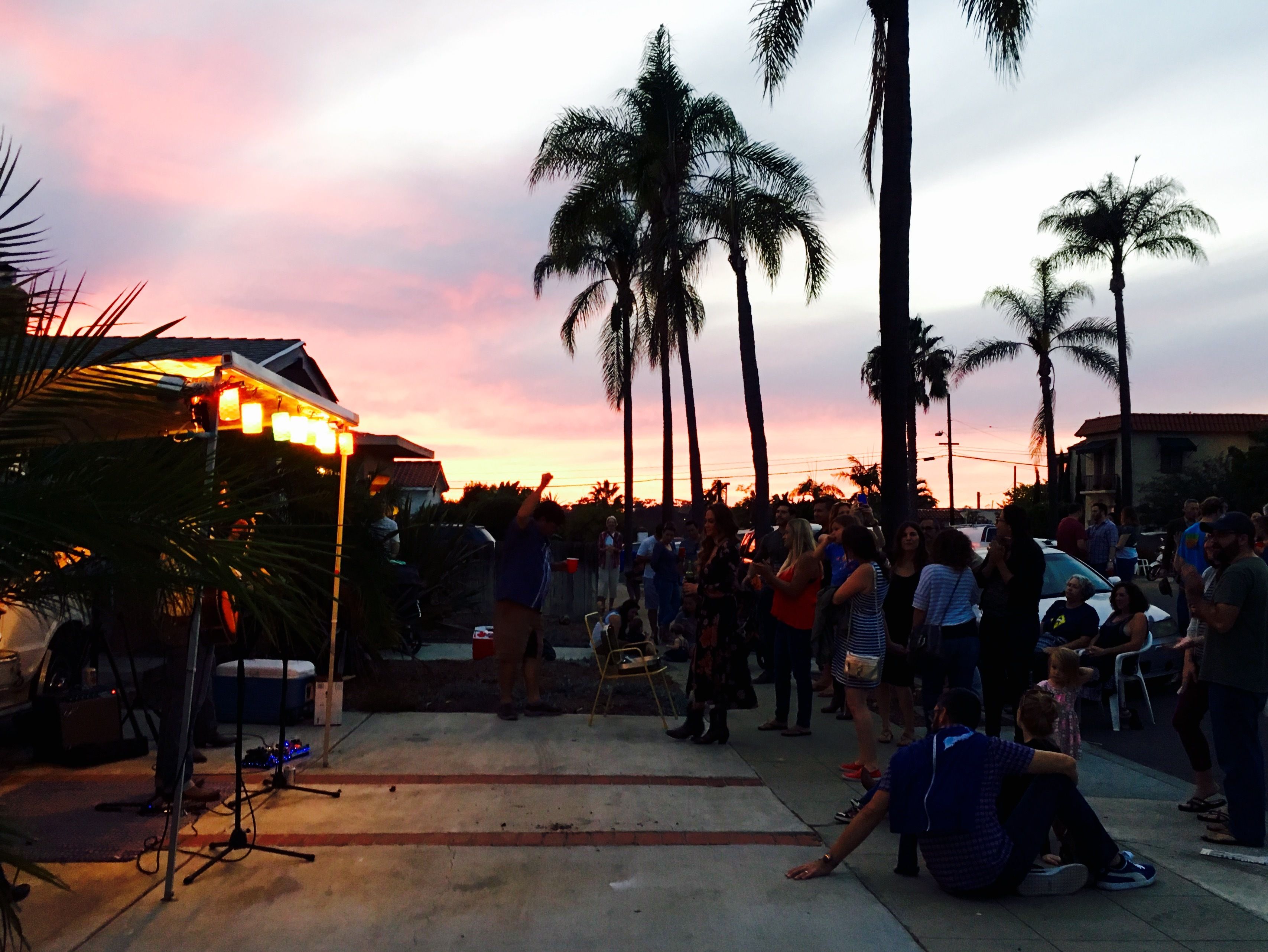 A sunset view of Porchfest in 2016