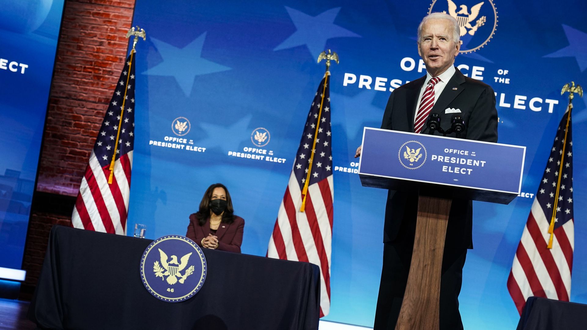  President-Elect Joe Biden and Vice President-elect Kamala Harris announce Miguel Cardona as his nominee for Education Secretary at the Queen theatre on December 23
