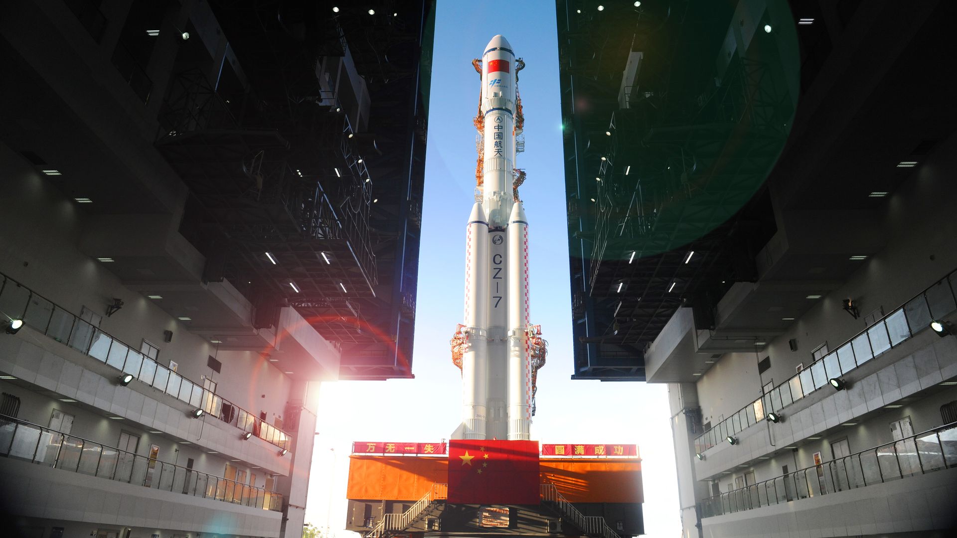 Chinese rocket on launch crawler
