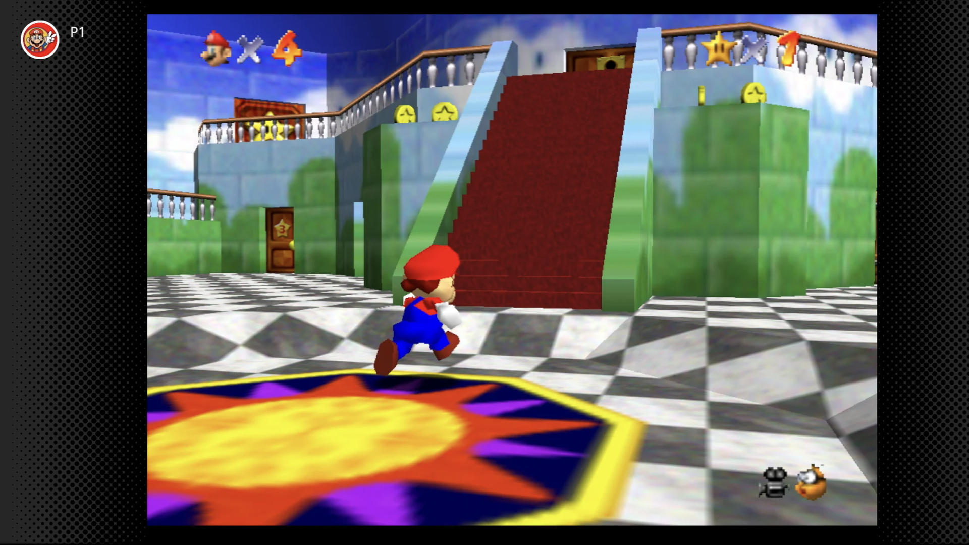 Mario running through a castle