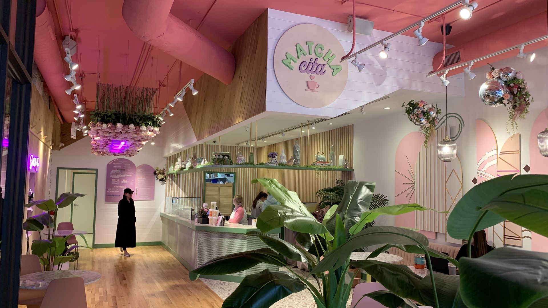 Photo of the inside of a tea shop. 