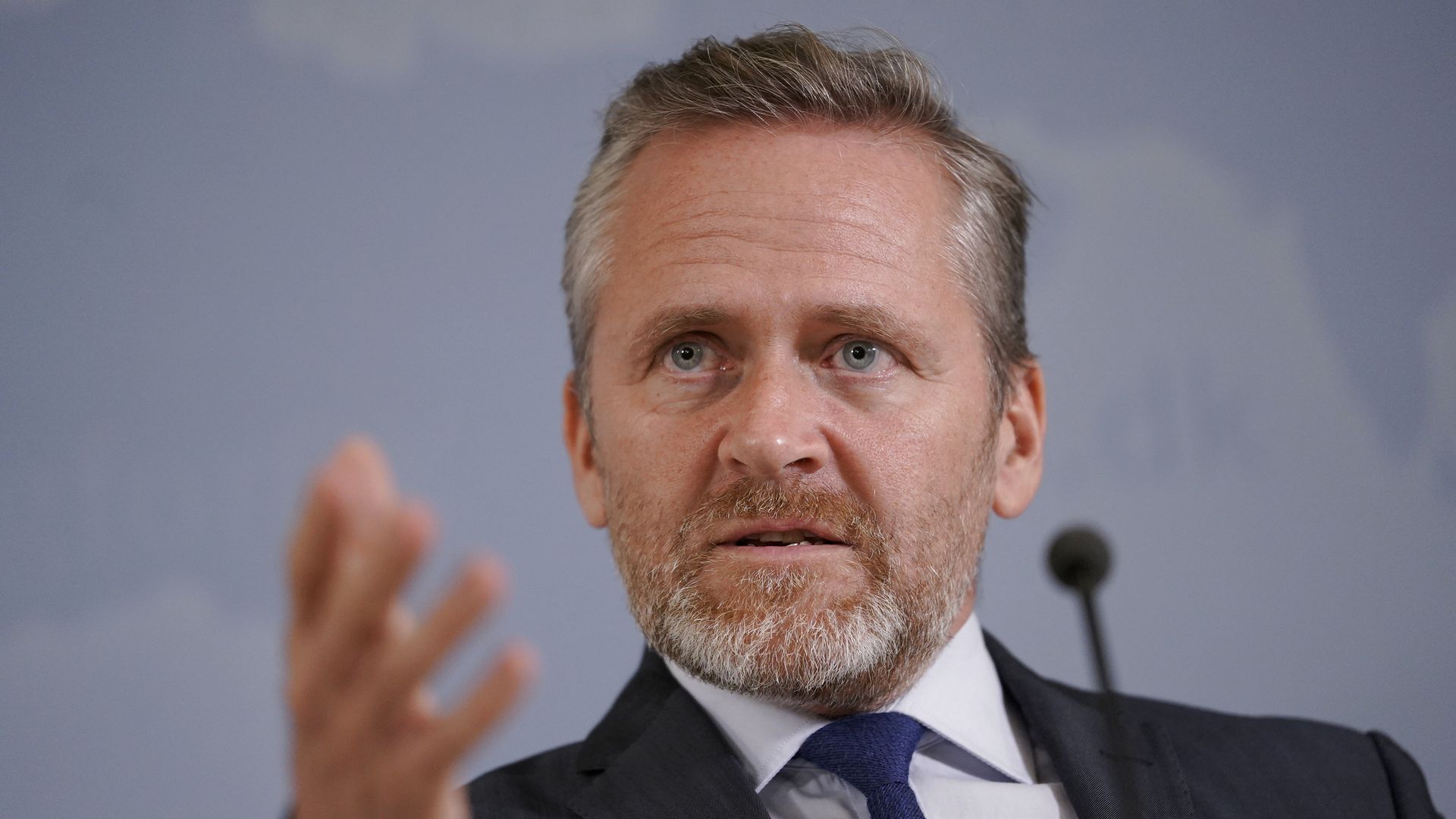 Danish Foreign Minister Anders Samuelsen gives a press conference in Copenhagen, on October 30, 2018. 
