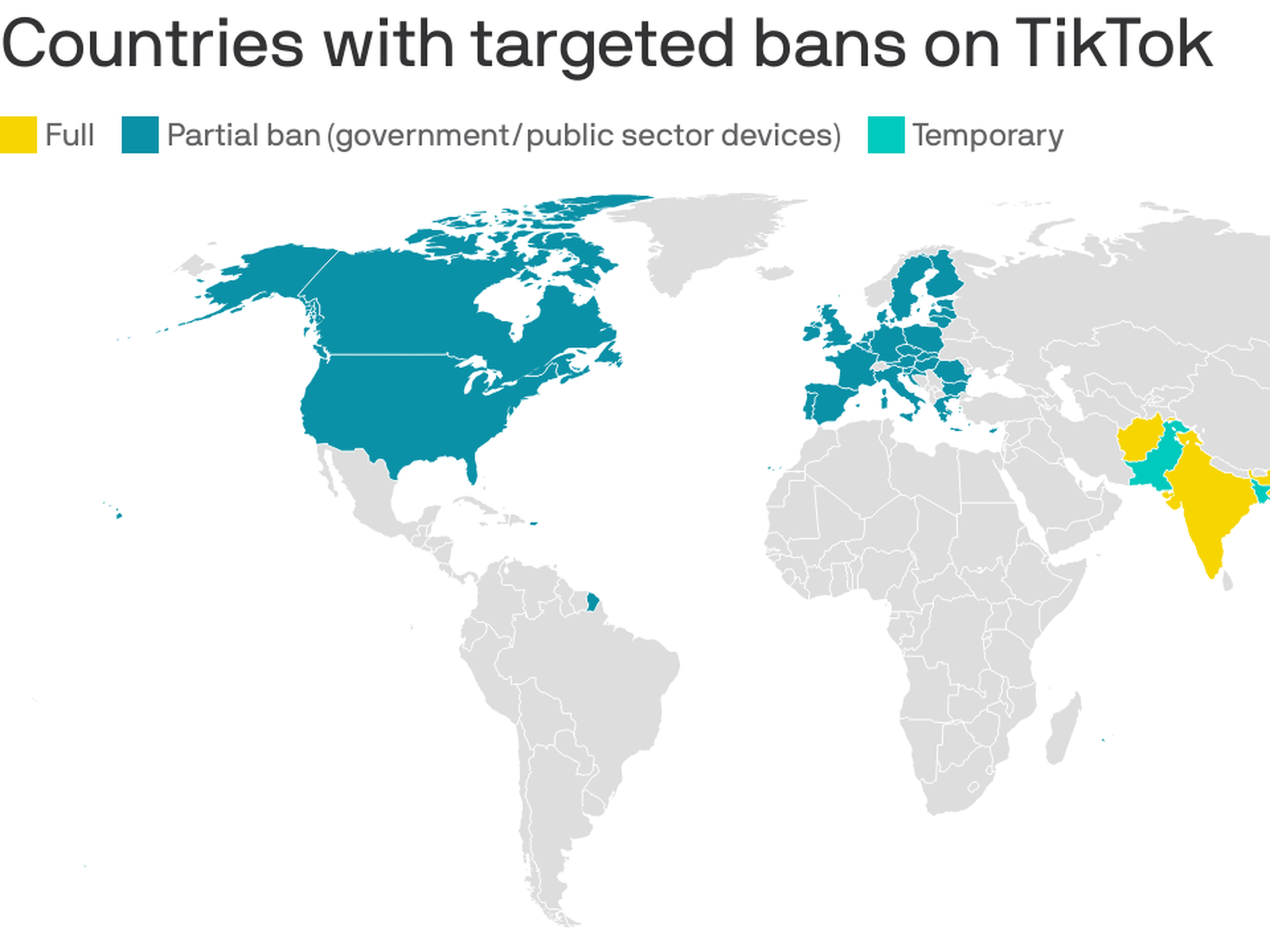 Countries where TikTok is banned