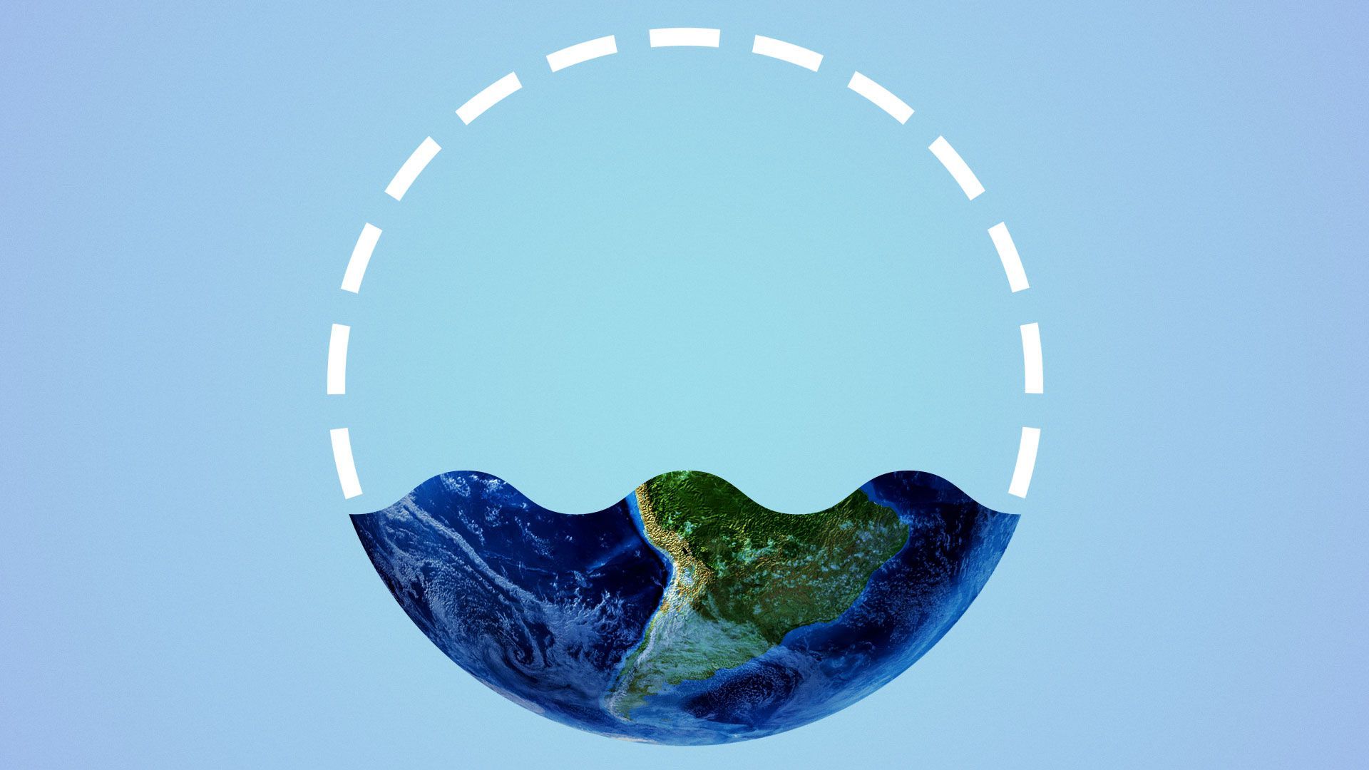 Illustration of a partially empty Earth with a dotted outline