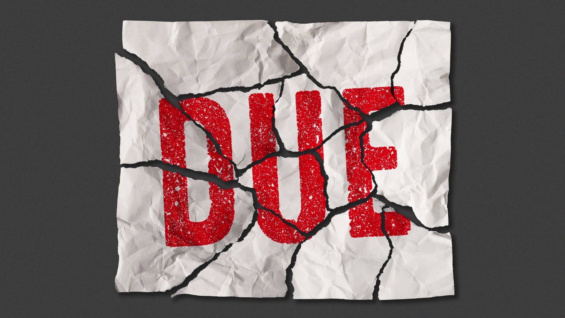 Illustration of a paper with the word "due" torn into shreds.