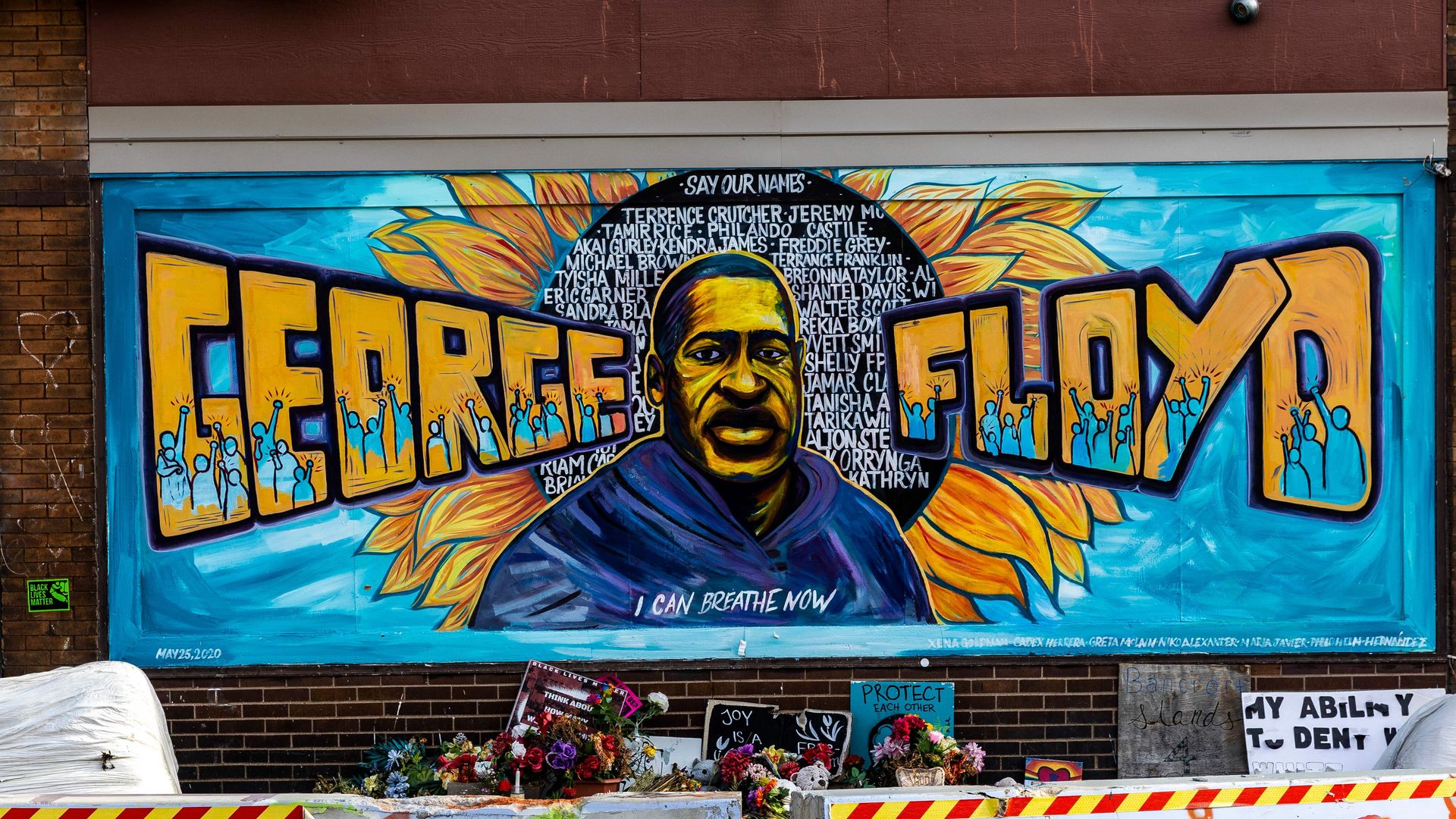 A mural of George Floyd in Minneapolis, Minn.