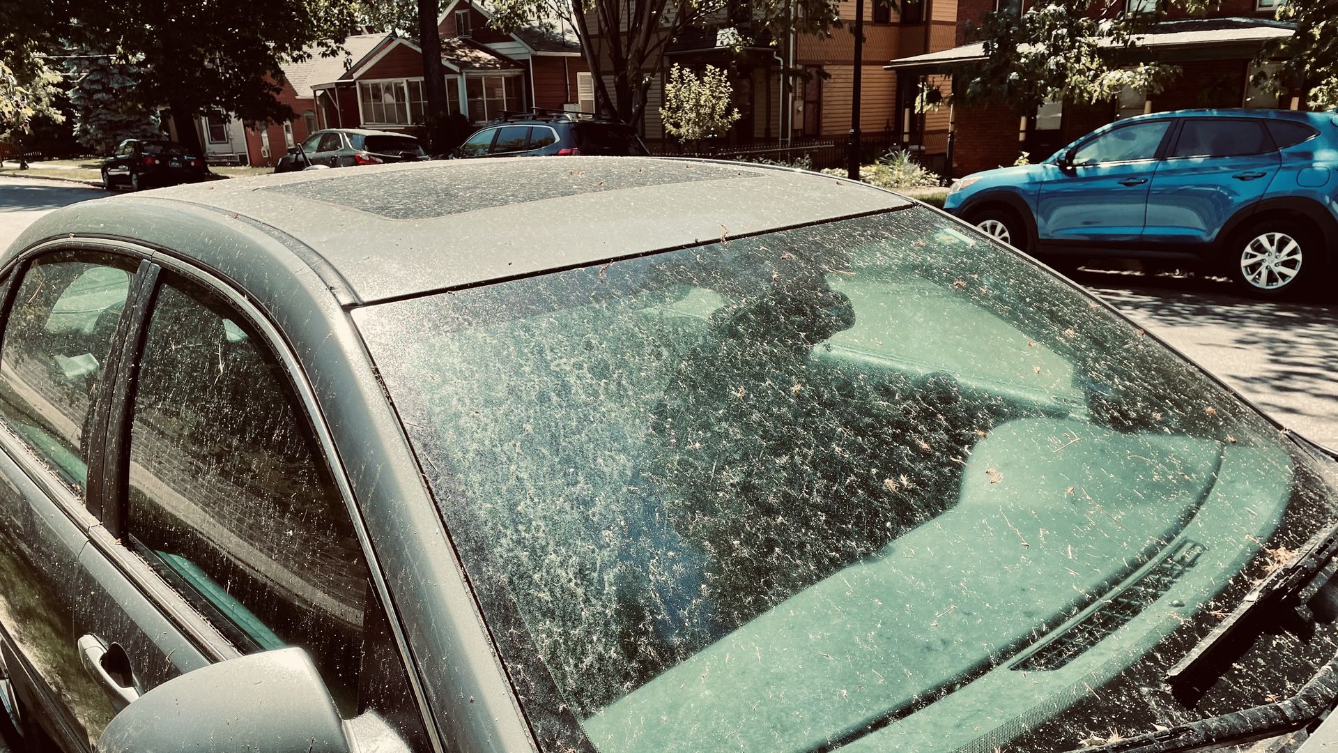 A photo of a dirty car