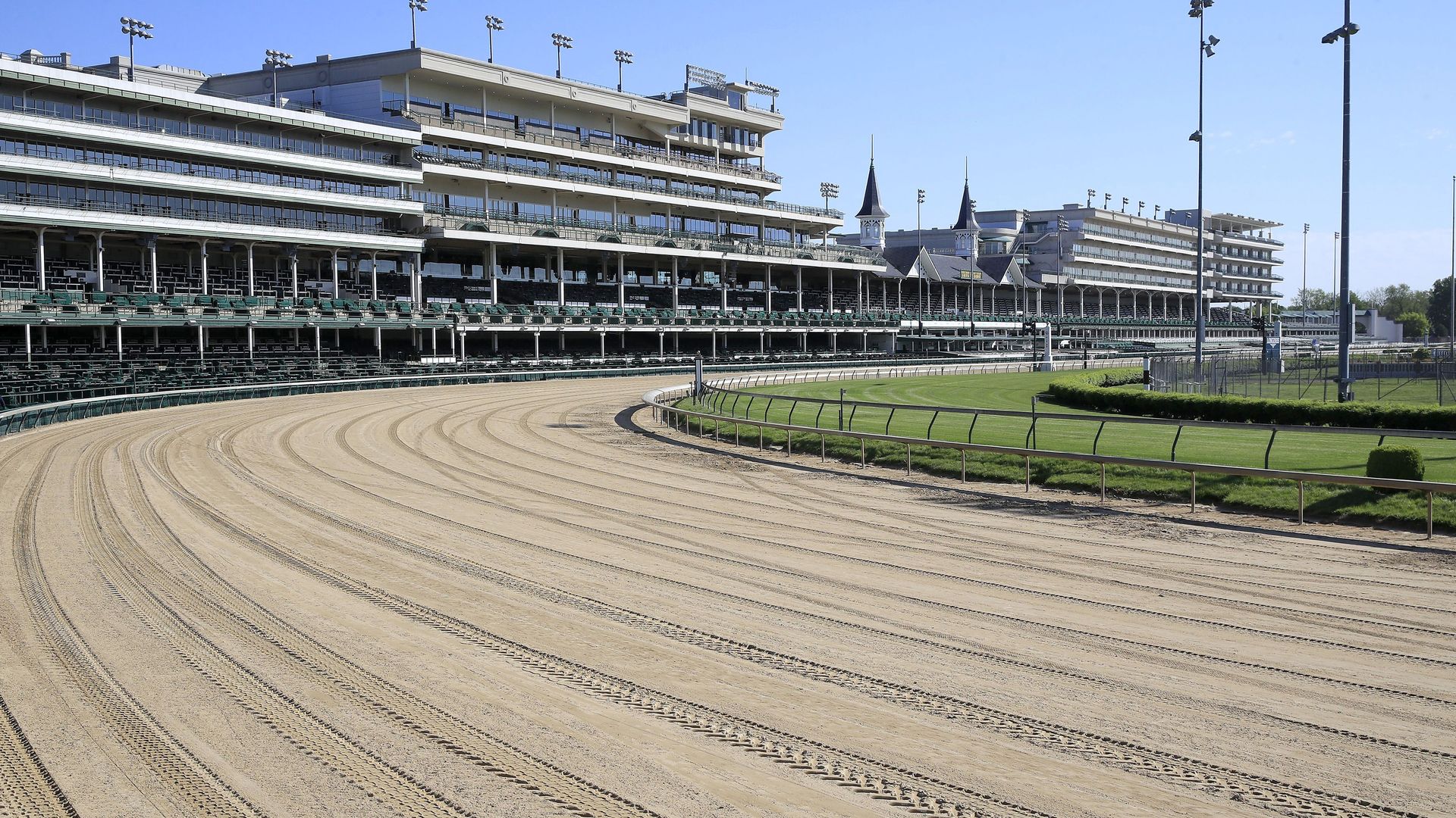 The first turn at Churchill Downs in Louisville, Kentucky, in May 2020.