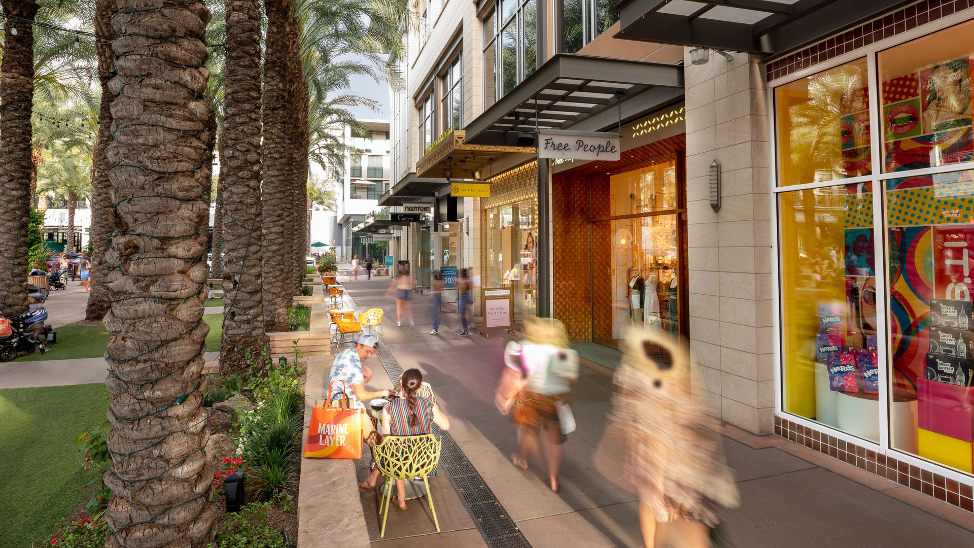 An outdoor shopping mall. 