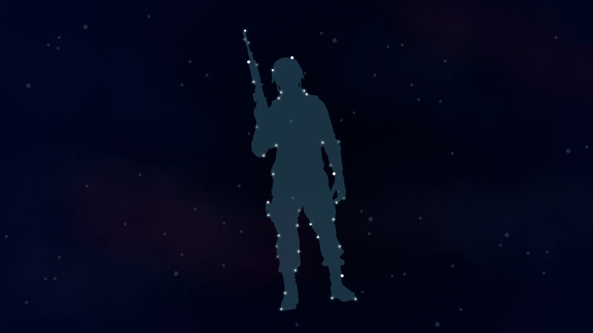 The silhouette of a soldier outlined in stars