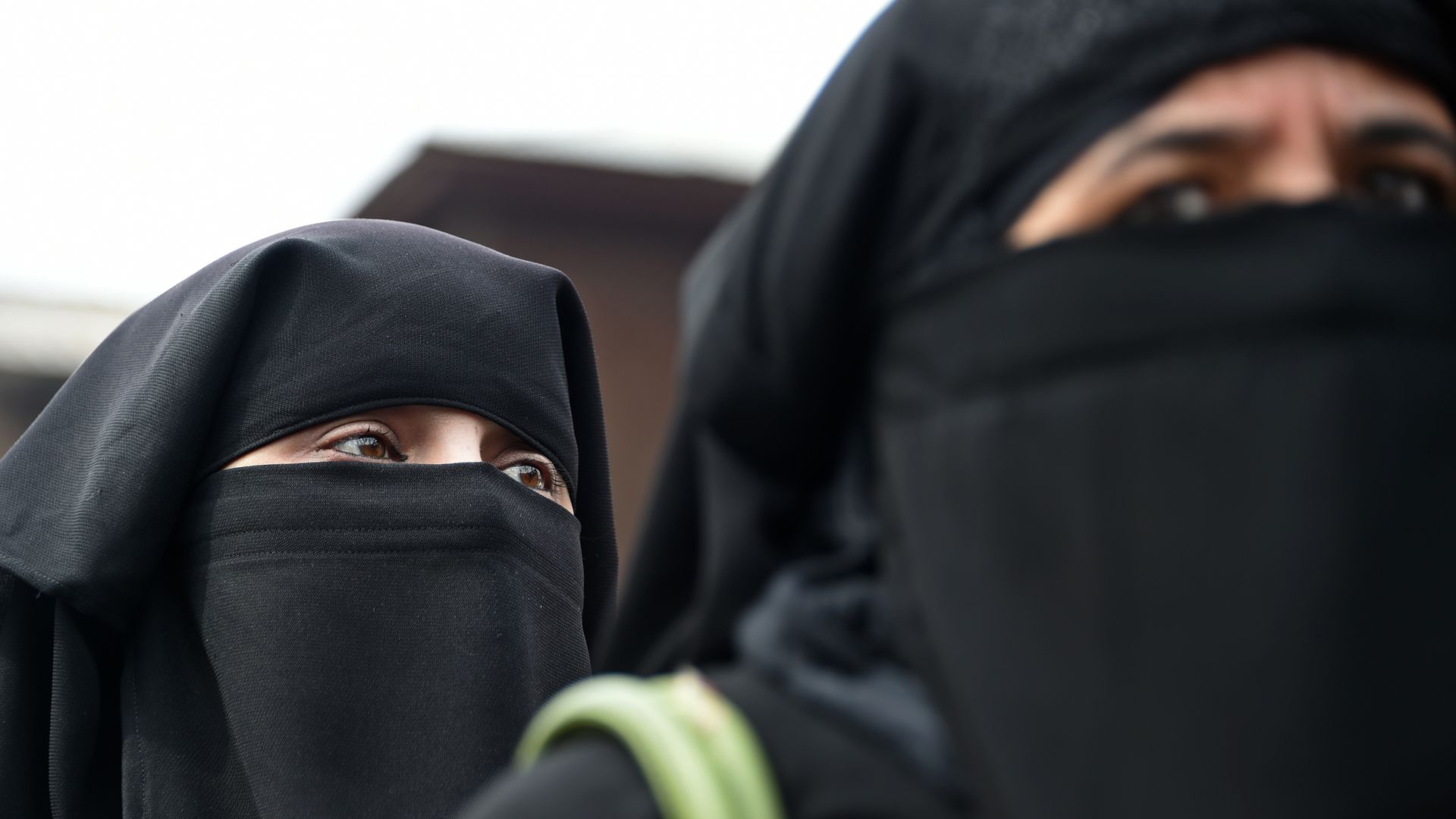Women in traditional Muslim dress.