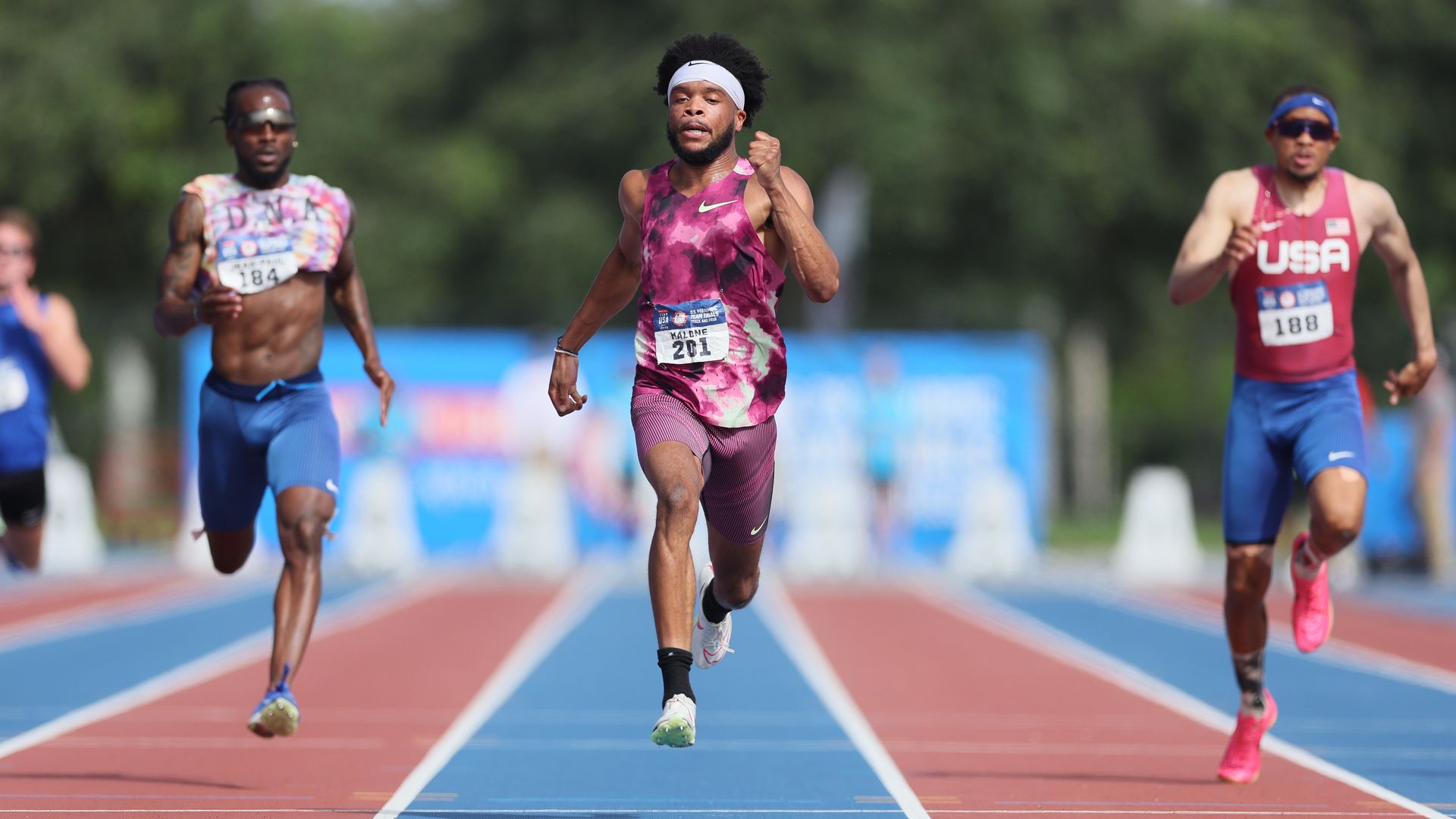 Noah Malone competes in the Men 100 M 12.13 on Day 3 of the 2024 U.S. Paralympics Team Trials on July 20, 2024 at the Ansin Sports Complex in Miramar, Florida. 