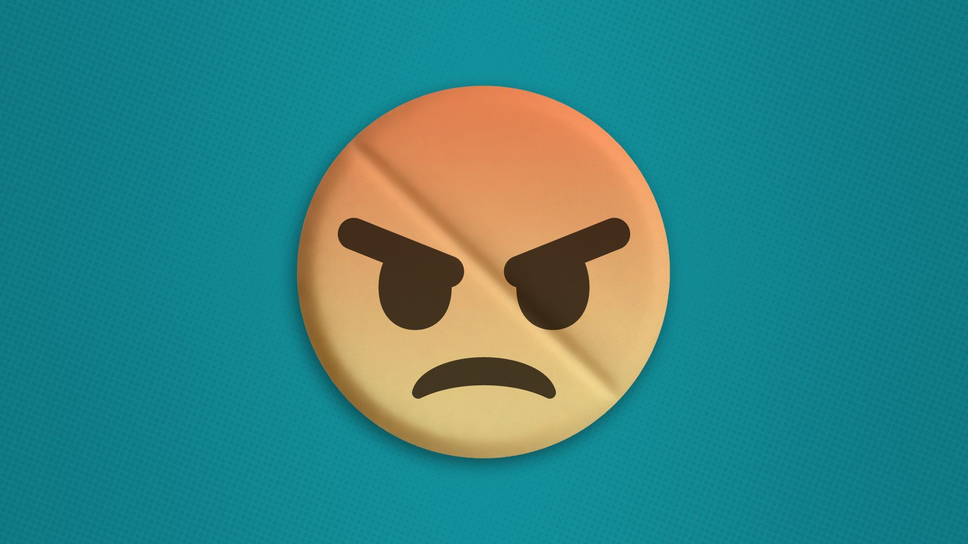 Round pill with an angry emoji face.