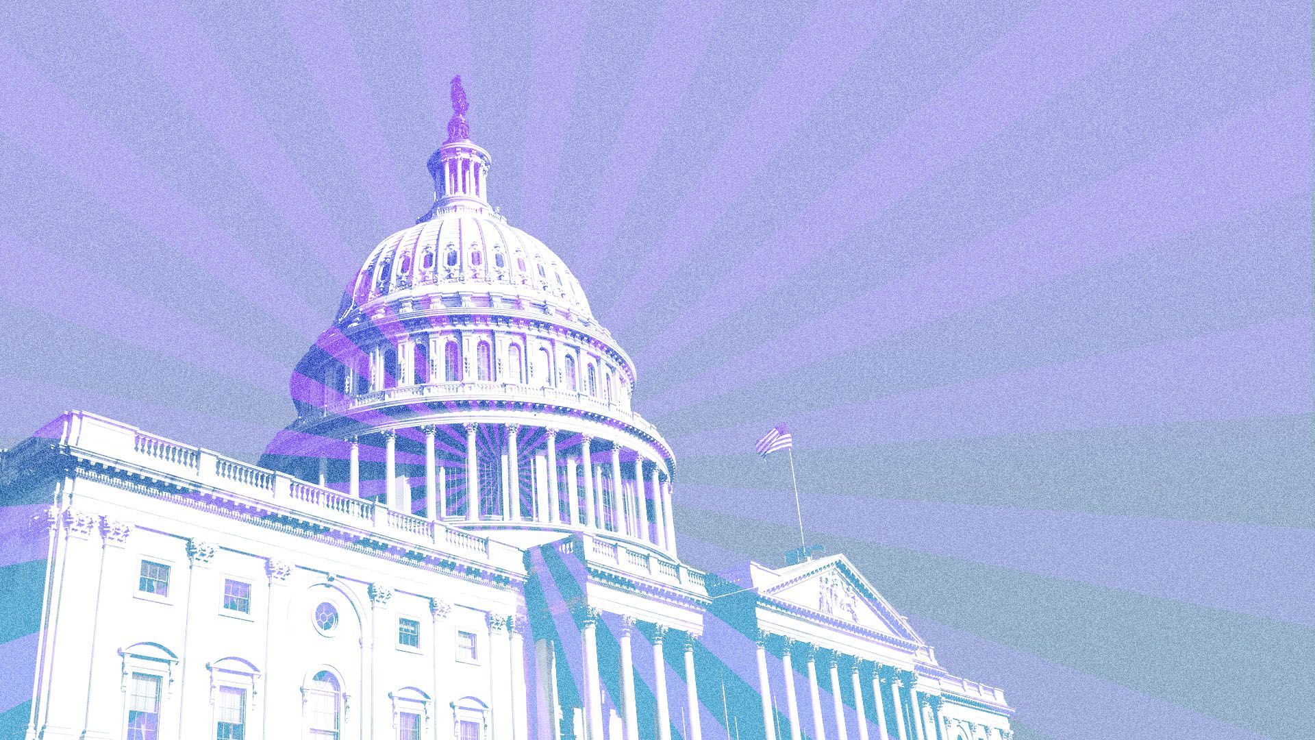 Illustration of the U.S. Capitol Dome with radial lines coming out of it