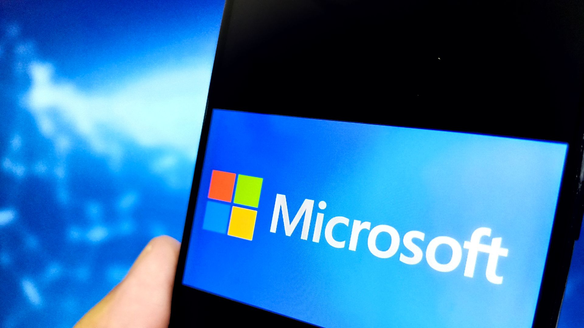Microsoft logo on a phone