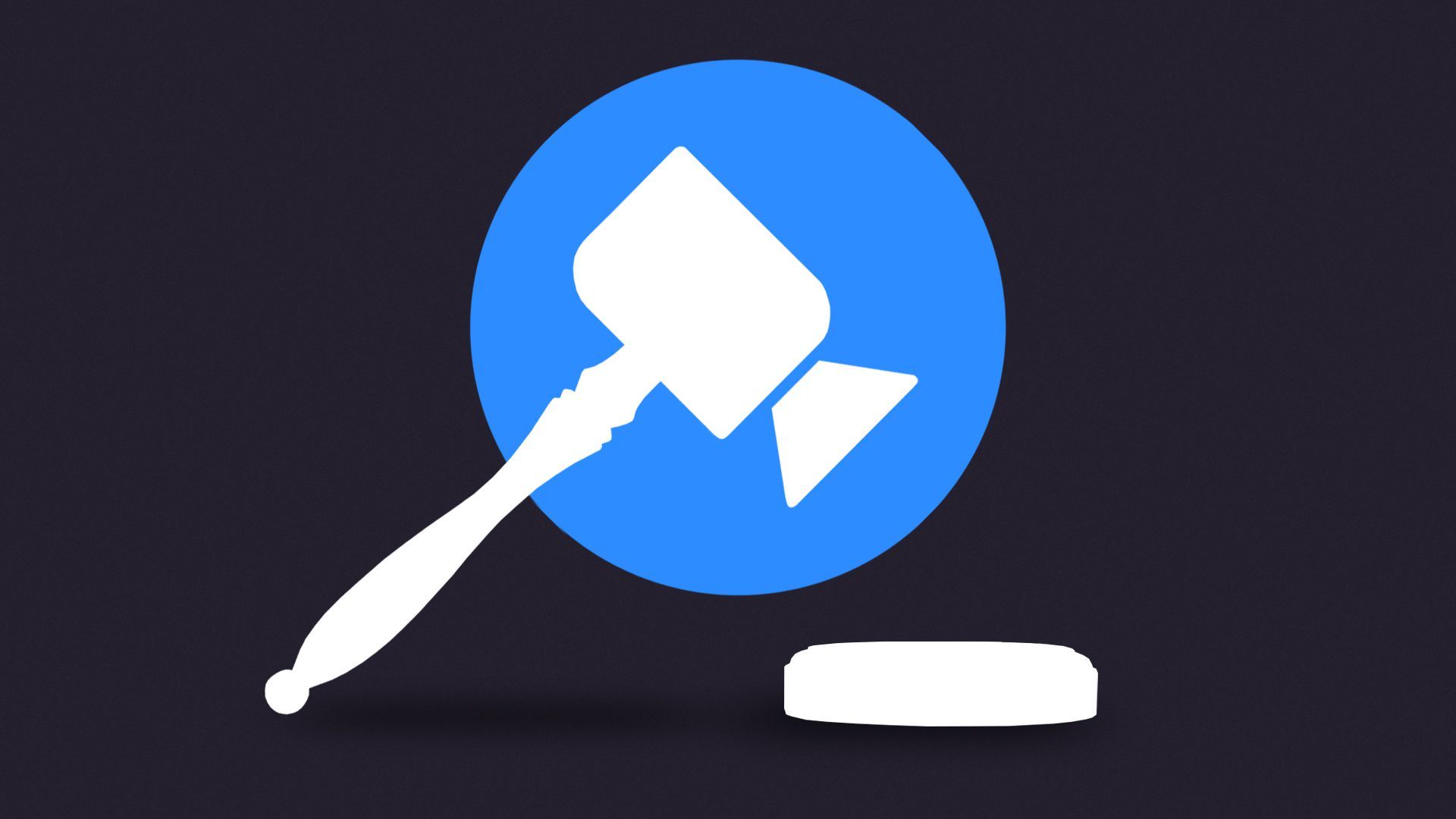 Illustration of the Zoom logo as a gavel