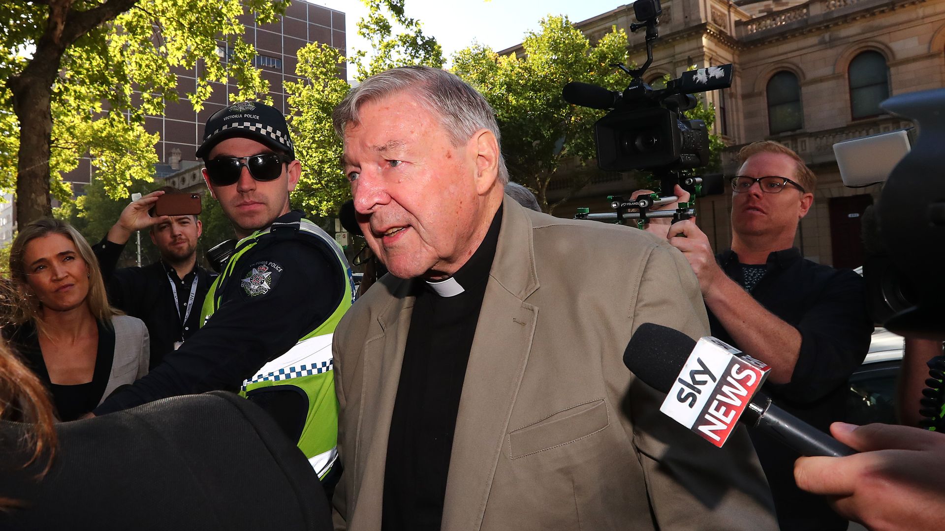 Cardinal George Pell arrives at Melbourne County Court on February 27, 2019 in Melbourne, Australia.