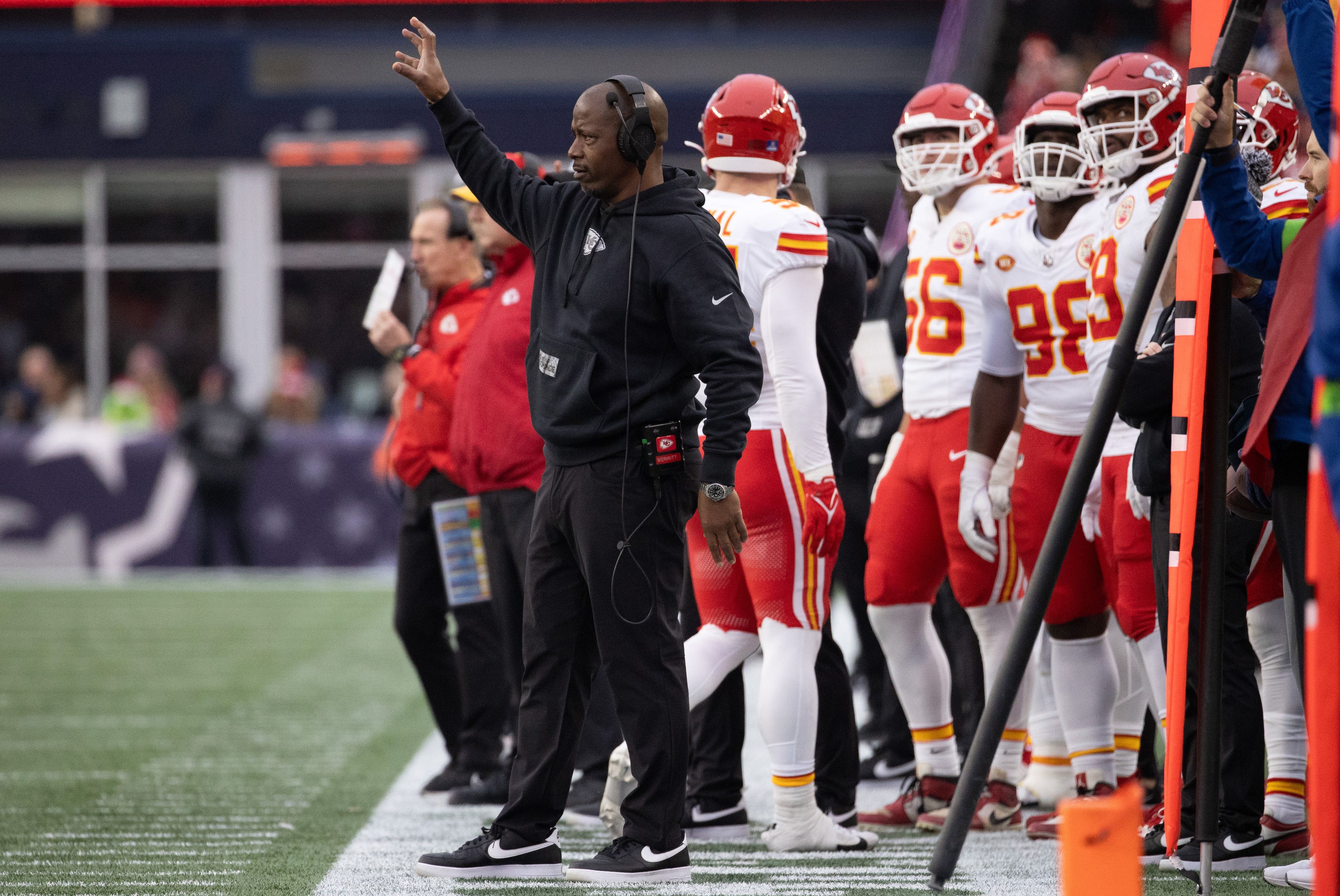 Dave Merritt during a game between the New England Patriots and the Kansas City Chiefs on December 17, 2023, at Gillette Stadium in Foxborough, Massachusetts. (Photo by Fred Kfoury III/Icon Sportswire via Getty Images)