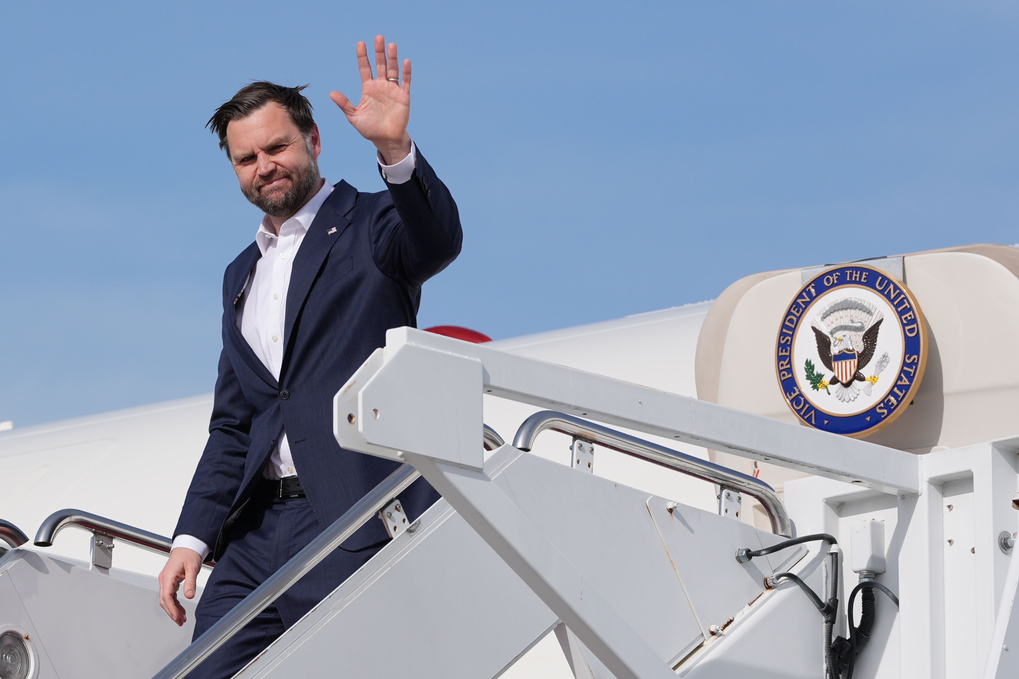 Vice President JD Vance returns to Joint Base Andrews in Maryland yesterday following the Iran talks in Pakistan. 