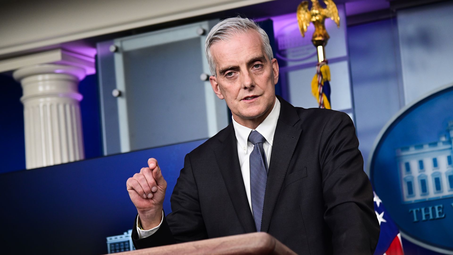 Denis McDonough, secretary of Veterans Affairs, speaking during a press conference in the White House.