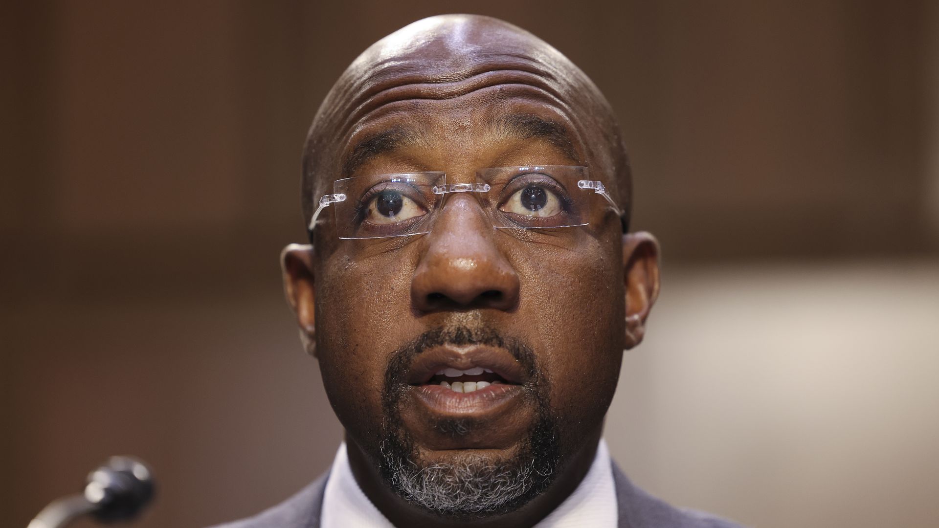 Sen. Raphael Warnock is seen speaking.