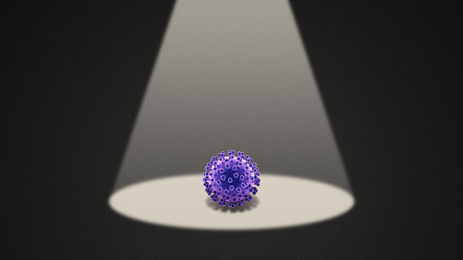Illustration of a virus under a spotlight