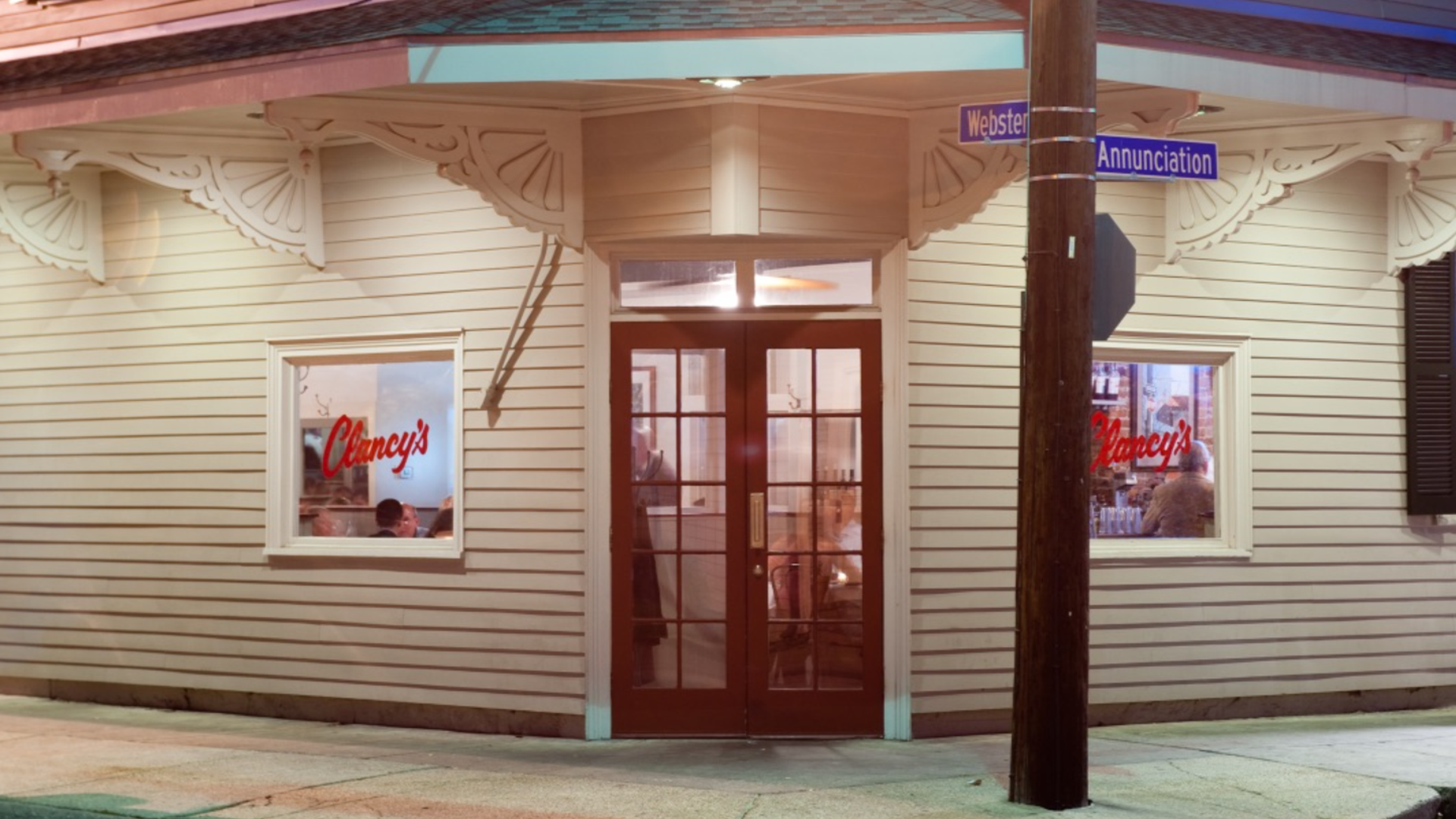 The front door of a busy restaurant.