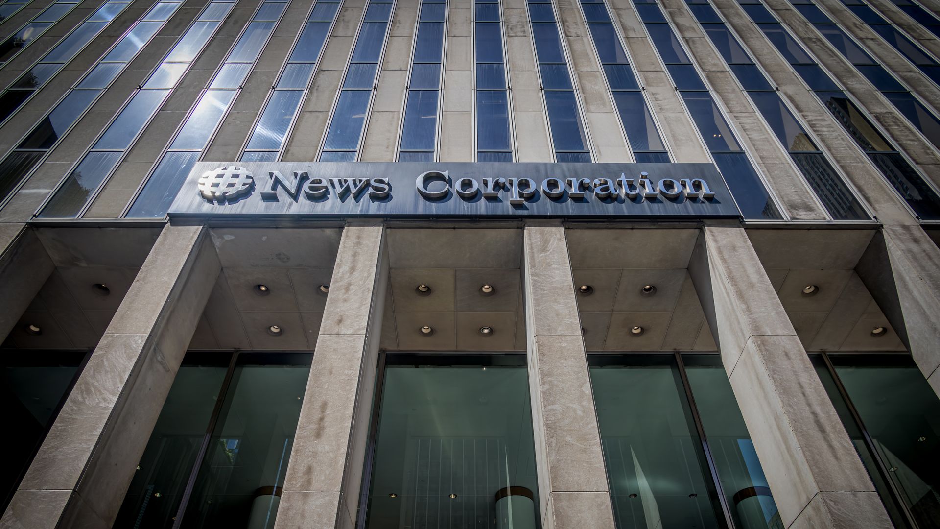 Photo of entrance to News Corporation's headquarters in NY