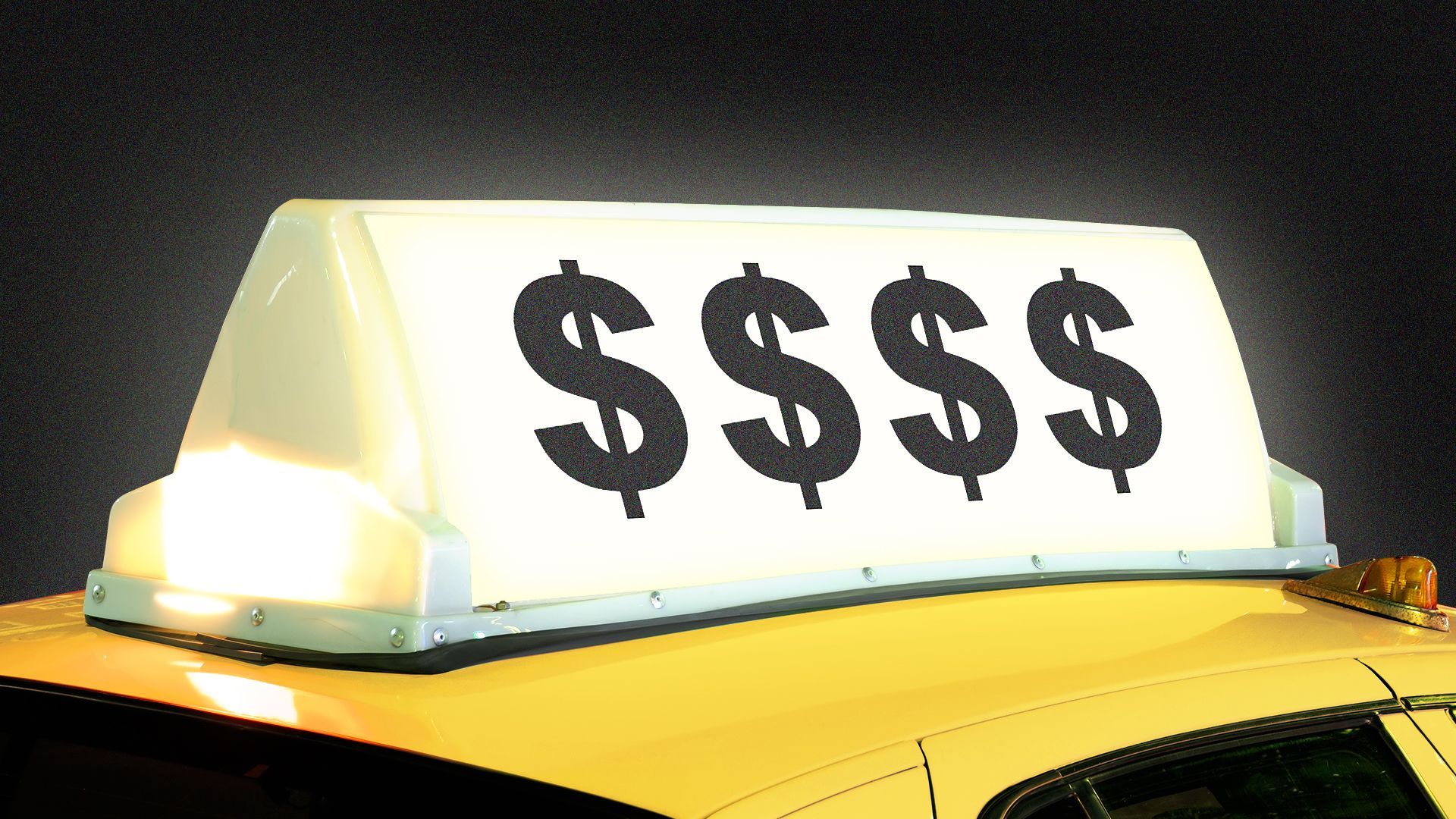 an illustration of a cab light lit up with money signs 