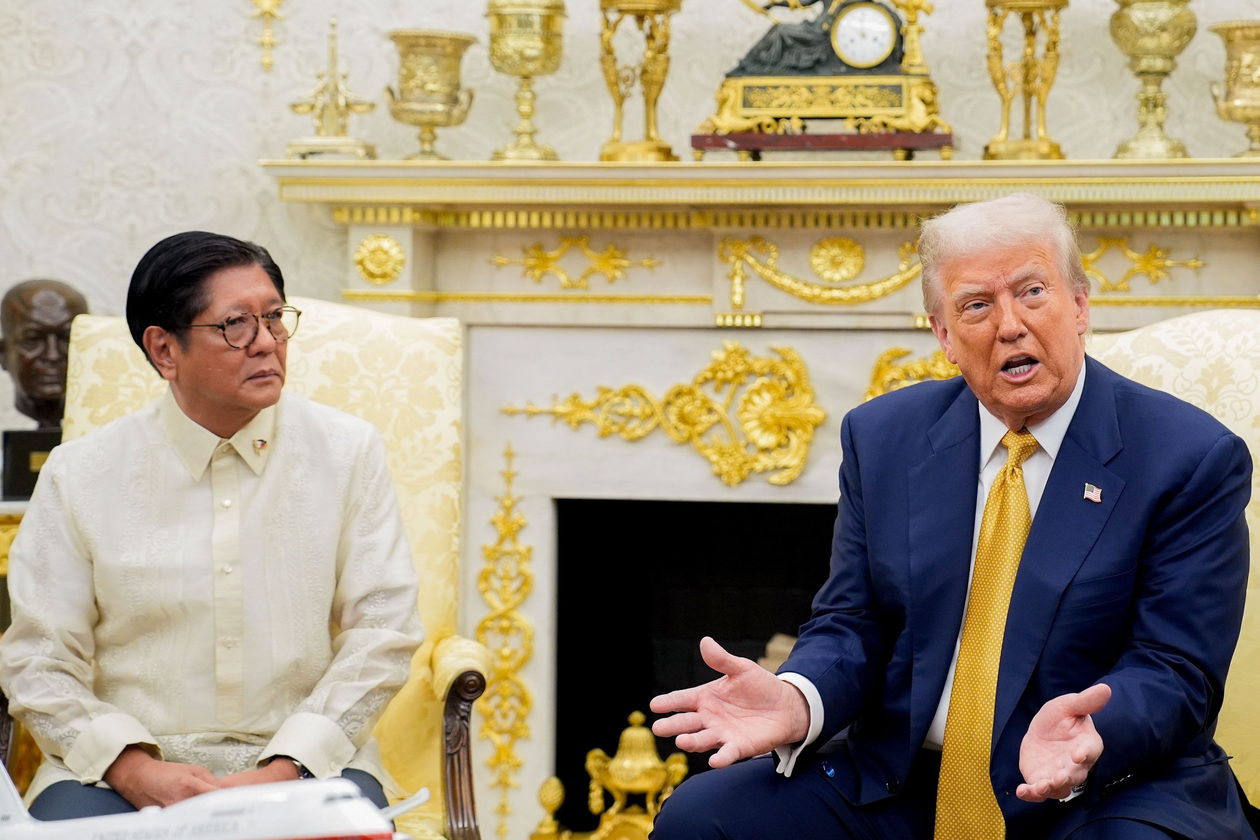 President Trump meets Philippine President Ferdinand Marcos Jr. in the Oval Office yesterday.