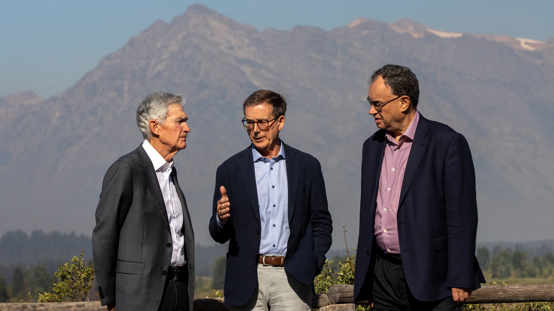Federal Reserve chair Jerome Powell, Bank of Canada Governor Tiff Macklem, and Bank of England governor Andrew Bailey.