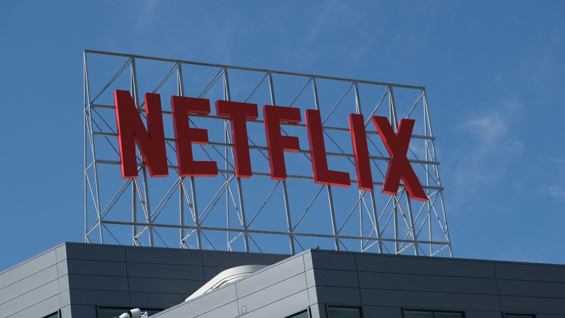 Netflix sign atop a building