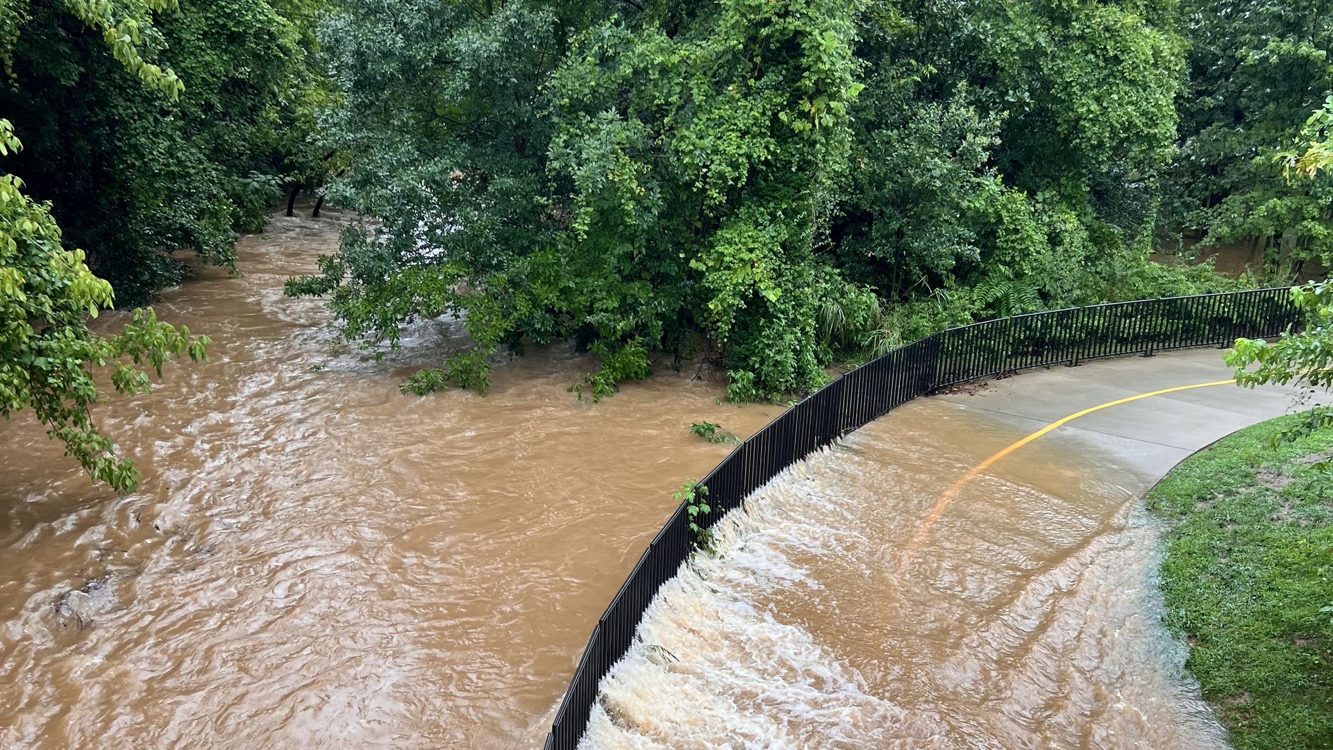 Flooded Little Sugar Creek Greenway. 