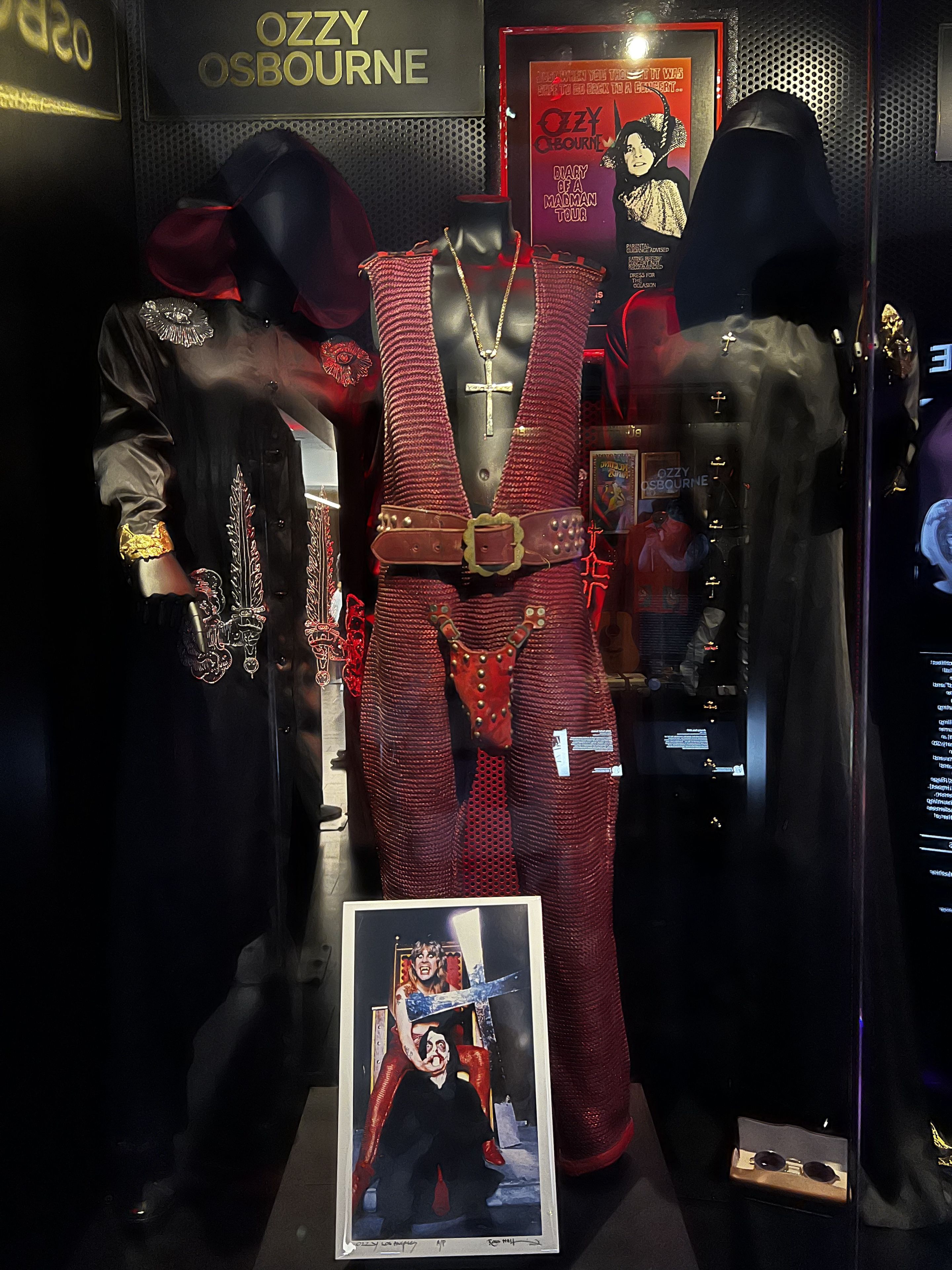 A trio of Ozzy Osbourne outfits.