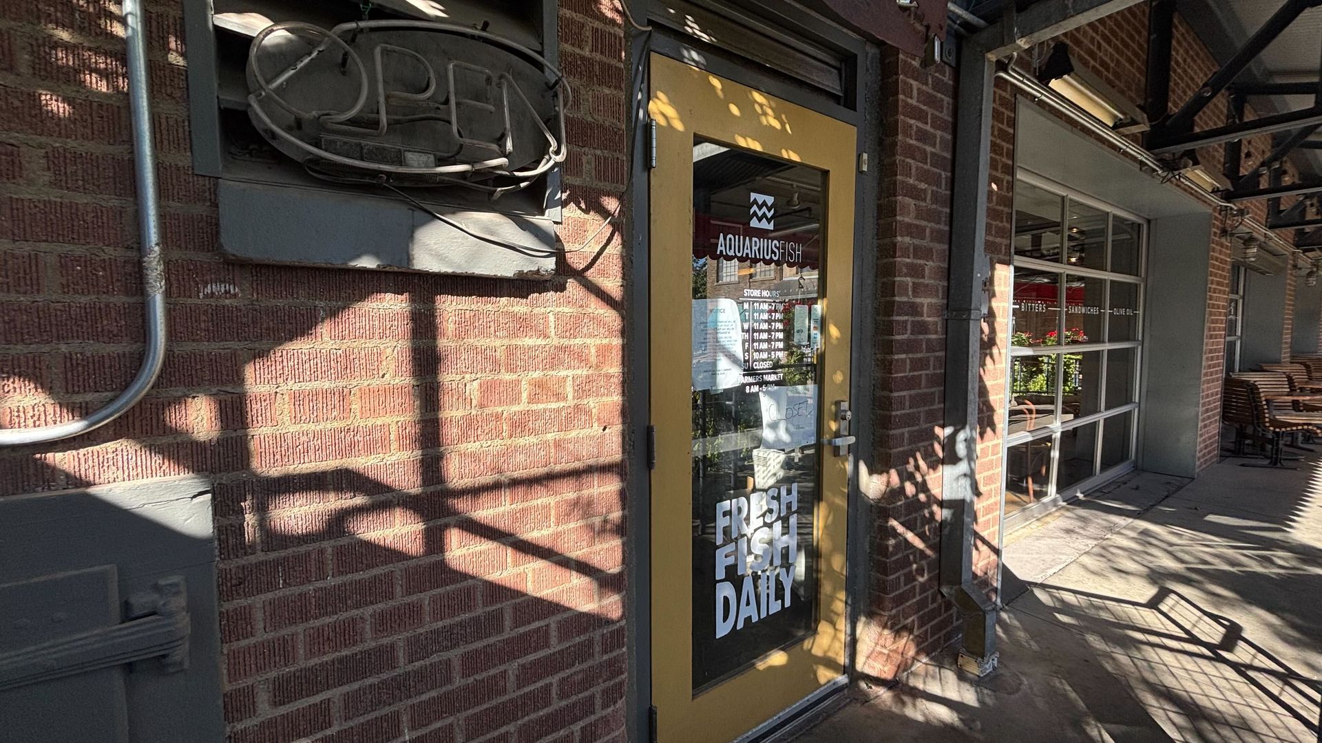 A door at Aquarius Fish Company