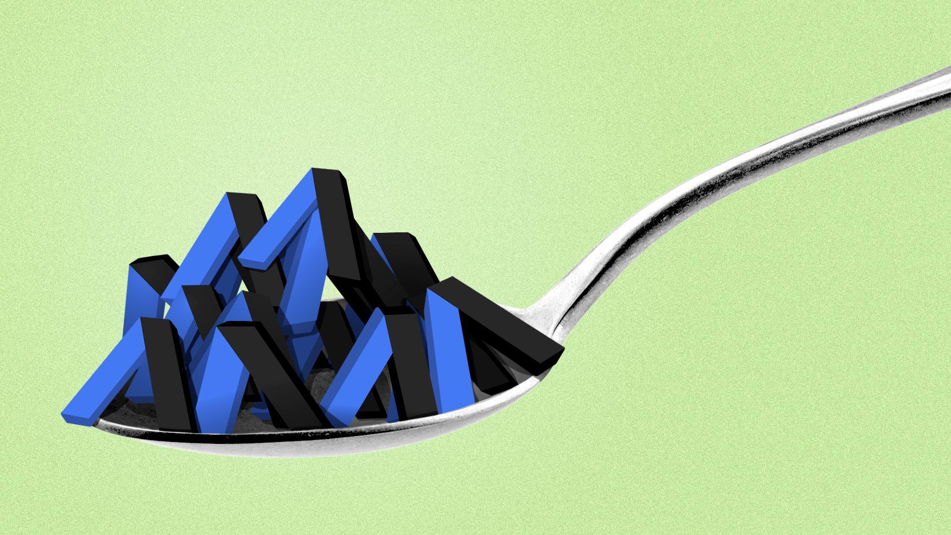 Illustration of a spoonful of Axios logos.