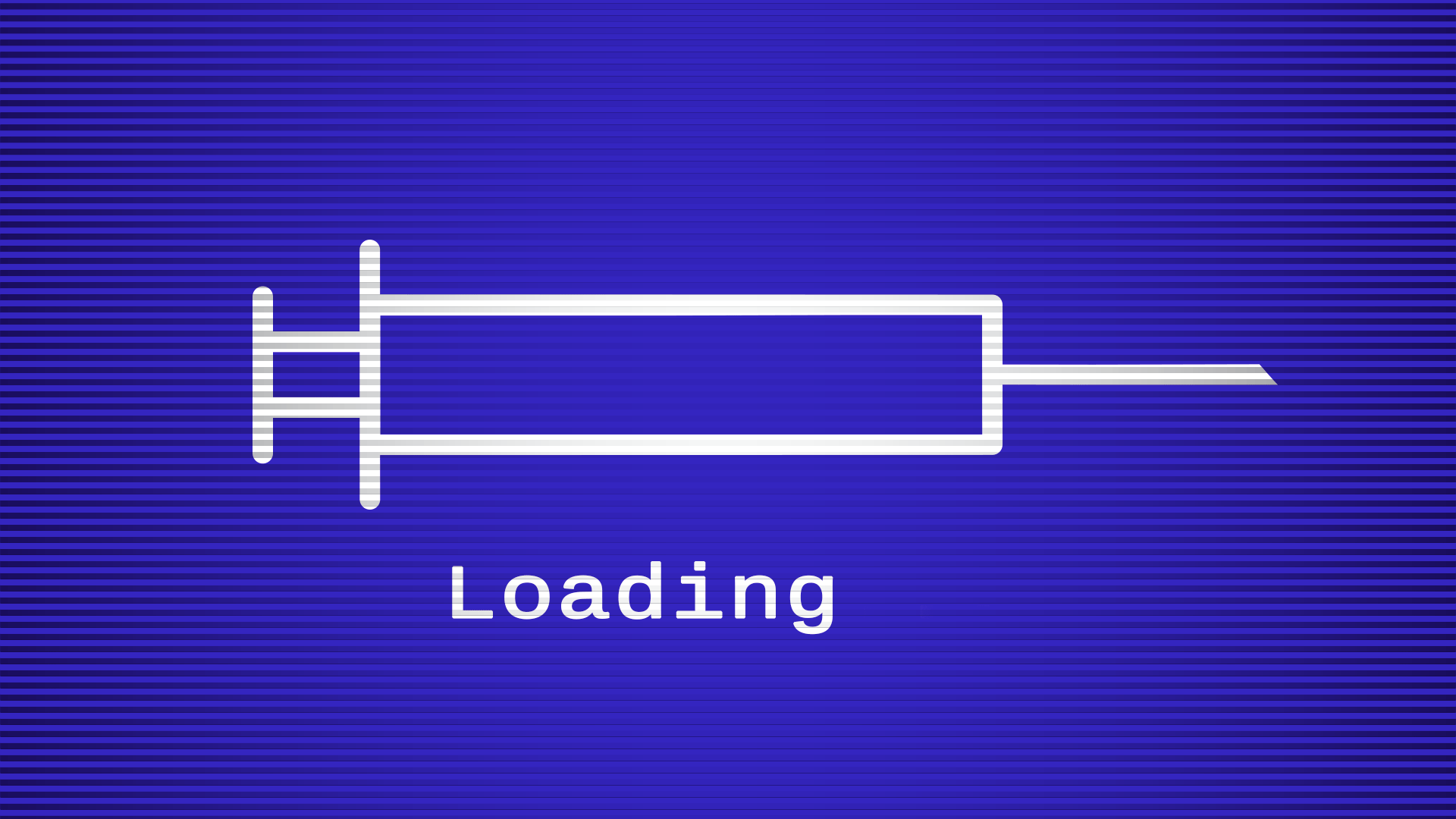 Animation of a syringe icon acting as a loading bar on a screen. 