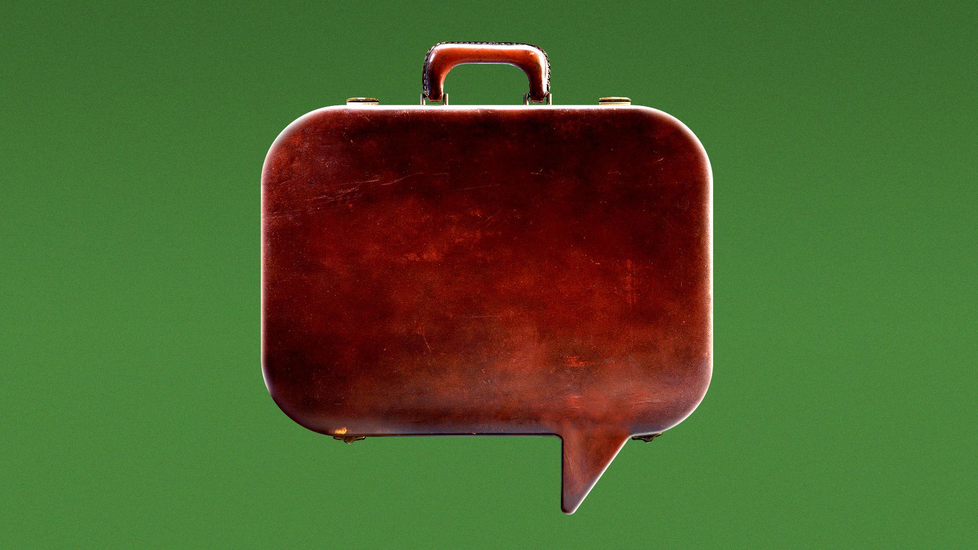Illustration of a briefcase shaped like a speech bubble