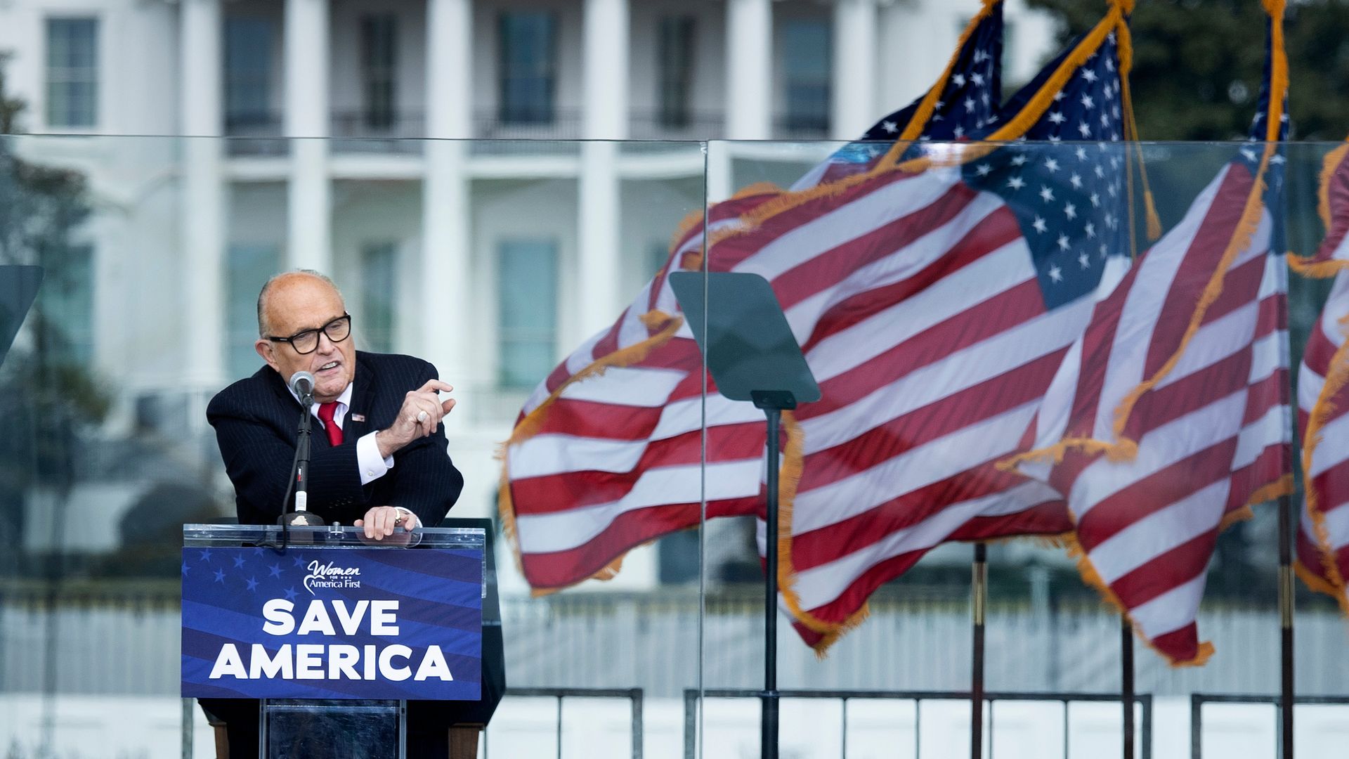 Rudy Giuliani speaking to Trump supporters near the White House on Jan. 6.