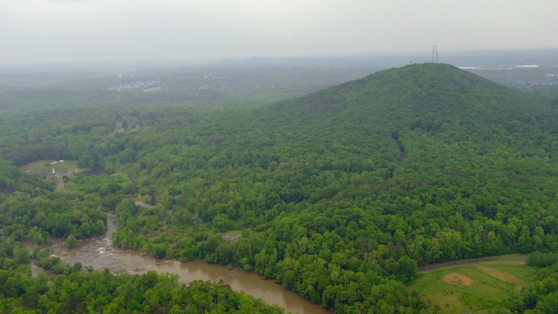 Overhead view of Spencer Mountain. 
