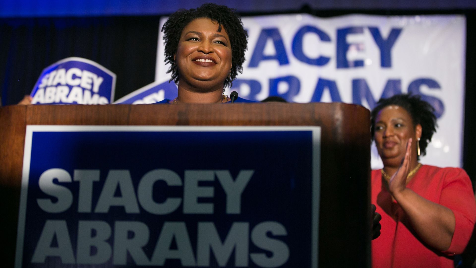 Stacey Abrams at a podium