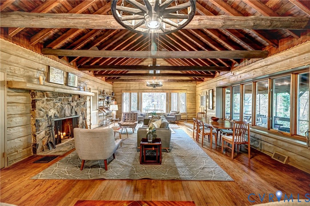 a big open local cabin living room 