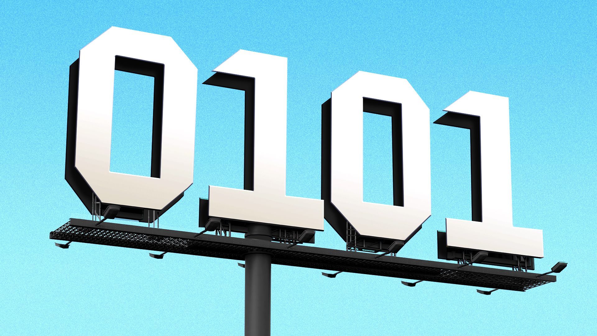 Illustration of a billboard shaped like binary code numbers.