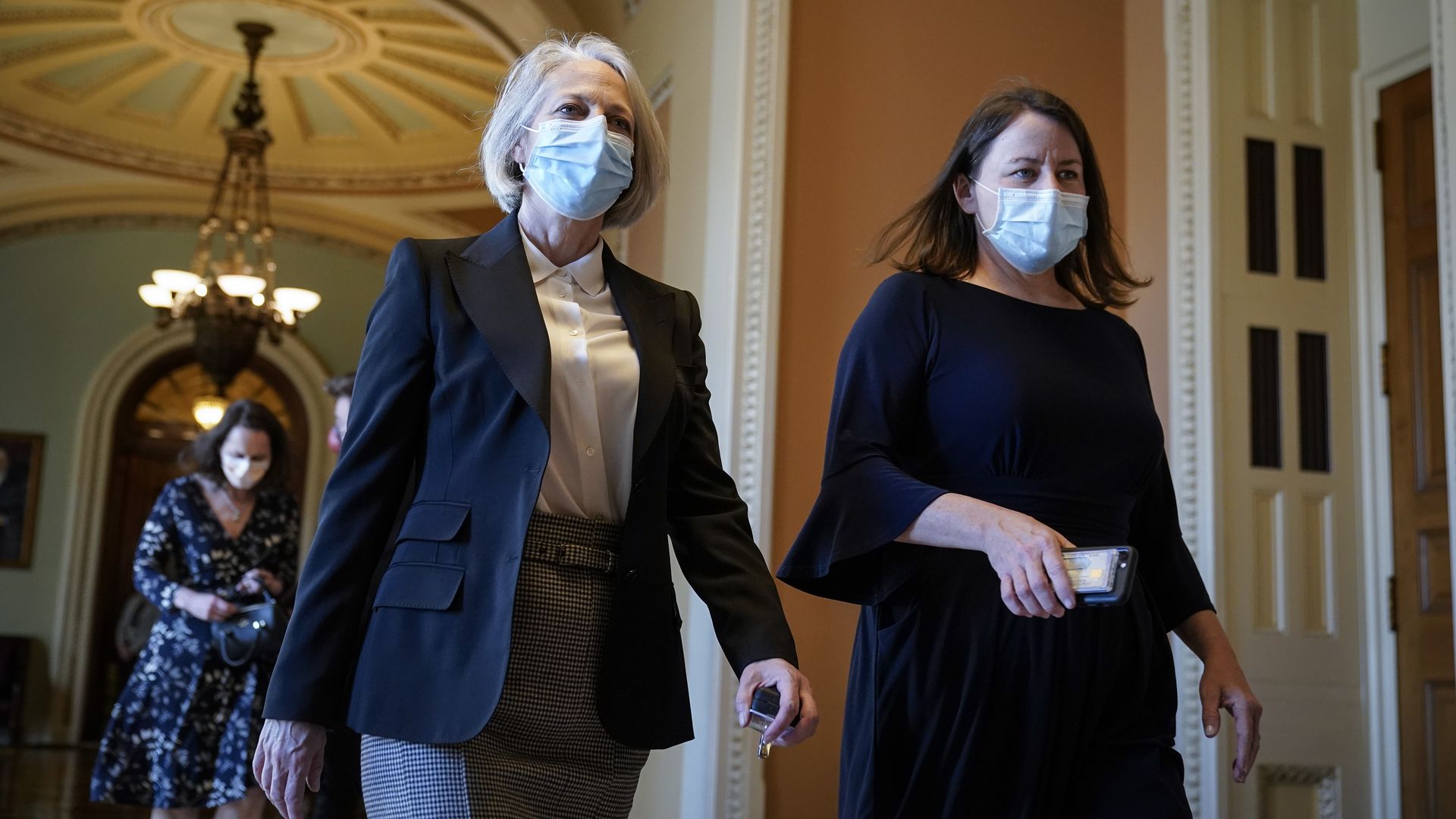 New Sergeant at Arms of the United States Senate Karen Gibson is seen walking with her chief of staff, Jennifer Hemingway.