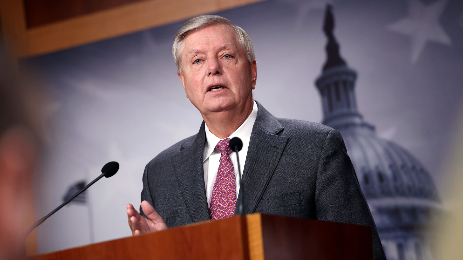 Sen. Lindsey Graham (R-SC) speaks during a news conference at the U.S. Capitol on July 30
