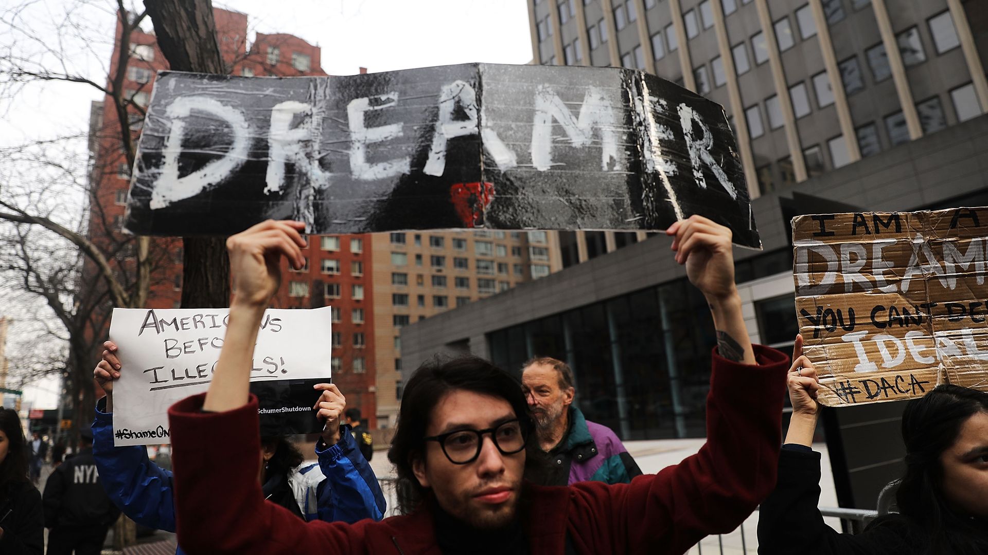 Demonstrator at a pro-immigration rally in New York City.