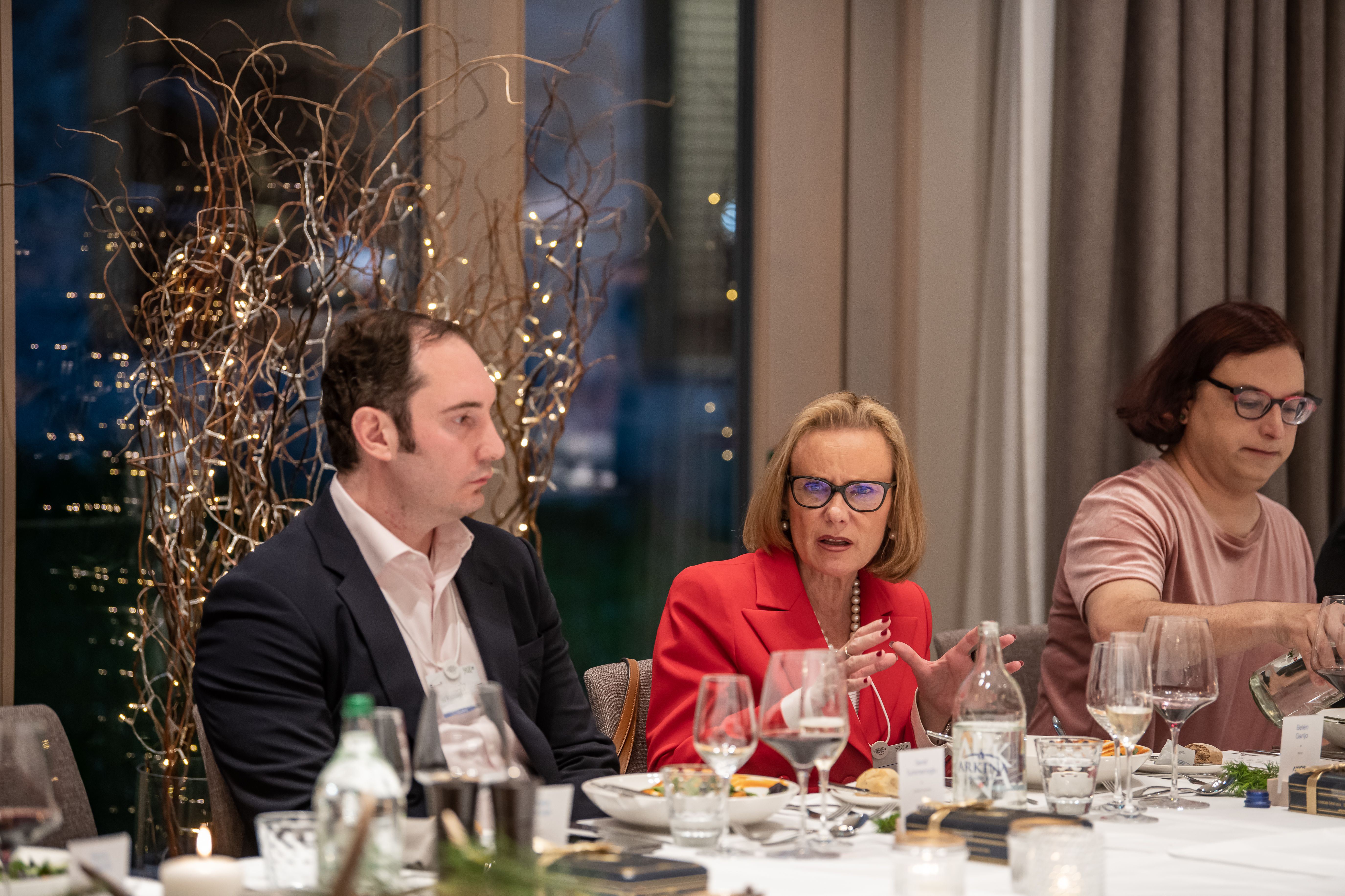 Belén Garijo, CEO of Merck, speaking to fellow attendees. 